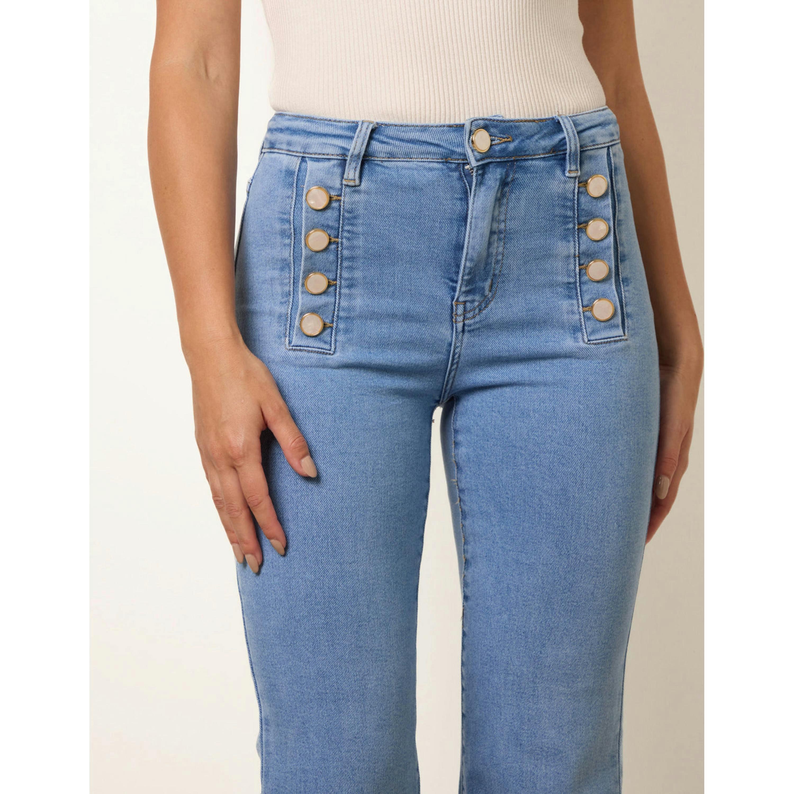 Blue Vanilla Pearl Button Detail Jeans  in Blue , view 4 of 4