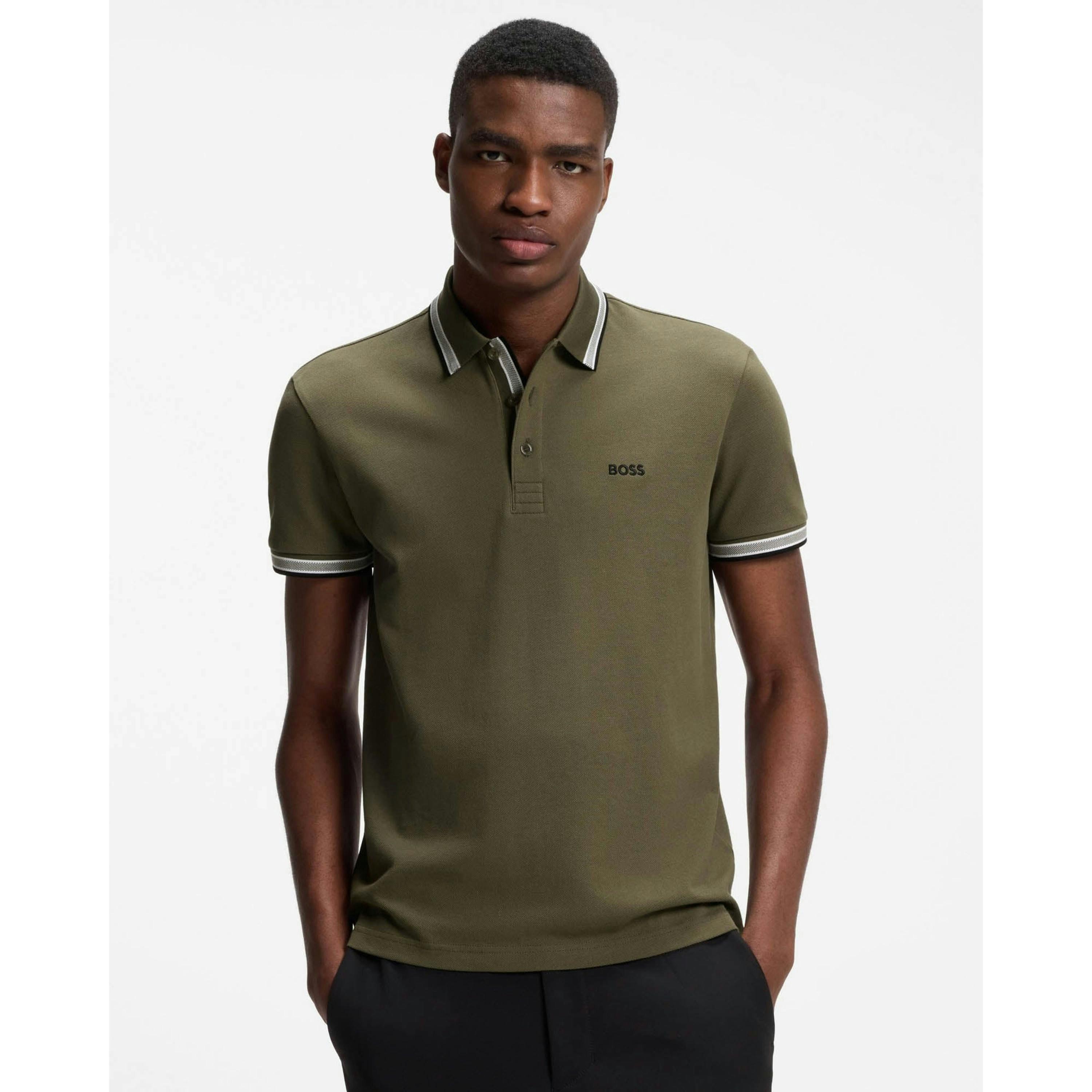 Hugo Boss Contrast Logo Polo Shirt  in Green , view 1 of 4