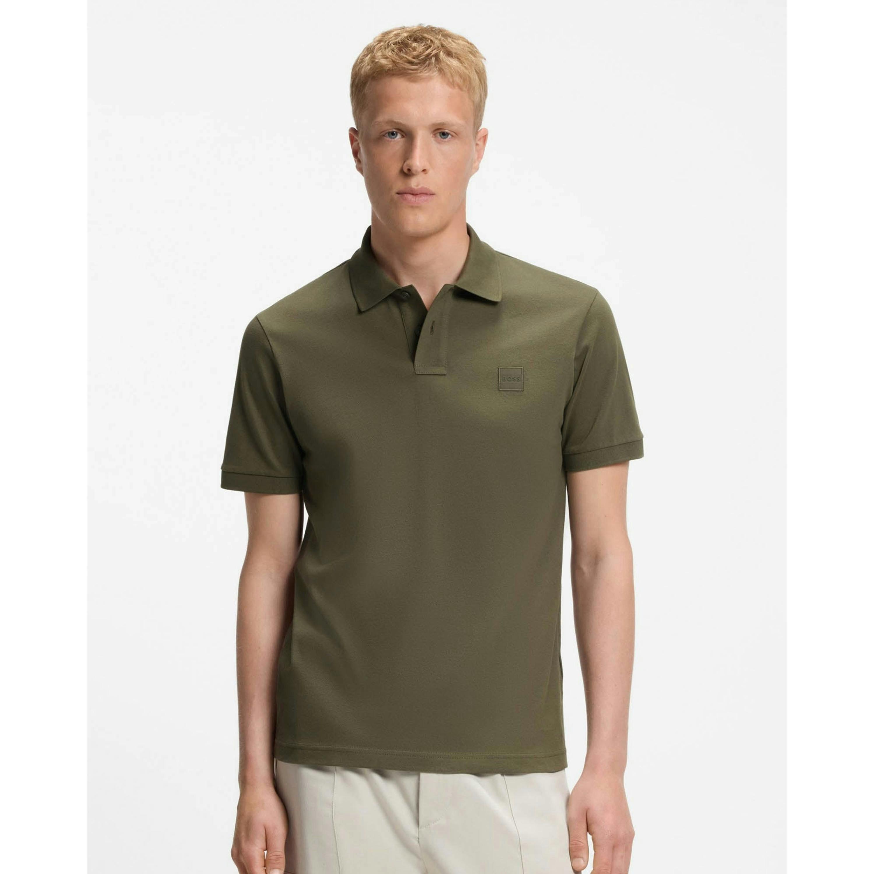 Hugo Boss Logo Patch Polo Shirt  in Green , view 1 of 4
