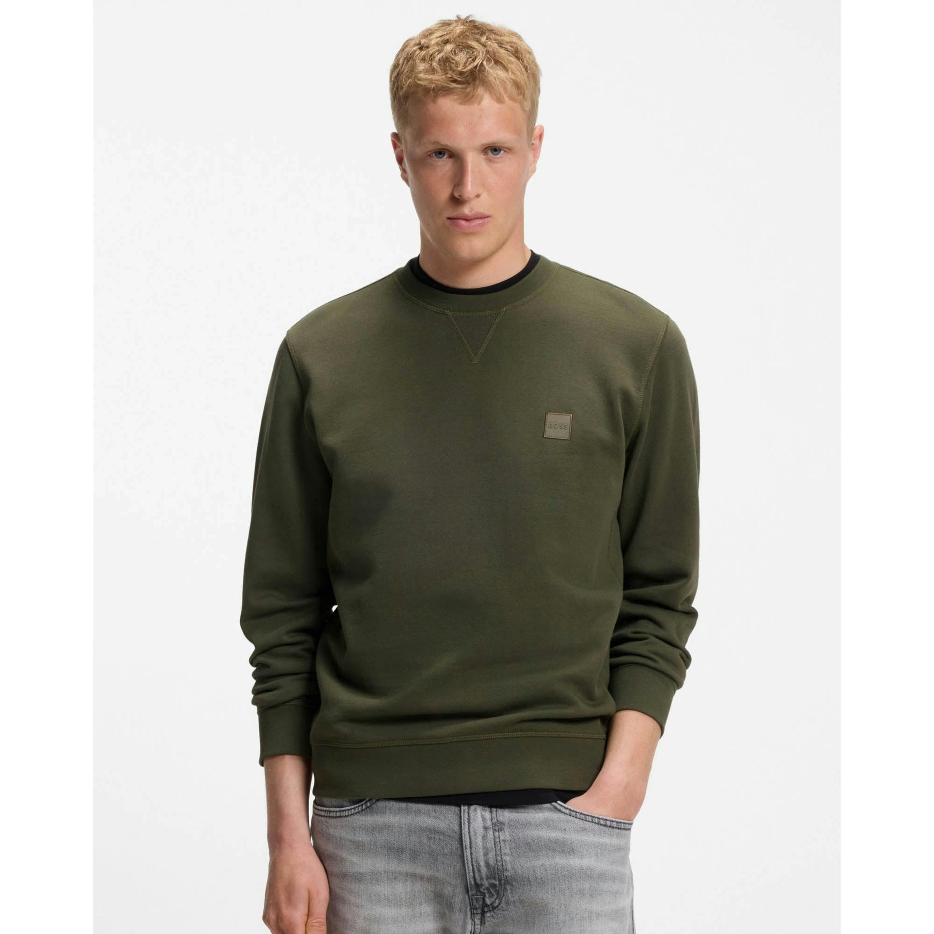 Hugo Boss Logo Patch Sweatshirt  in Green , view 1 of 4