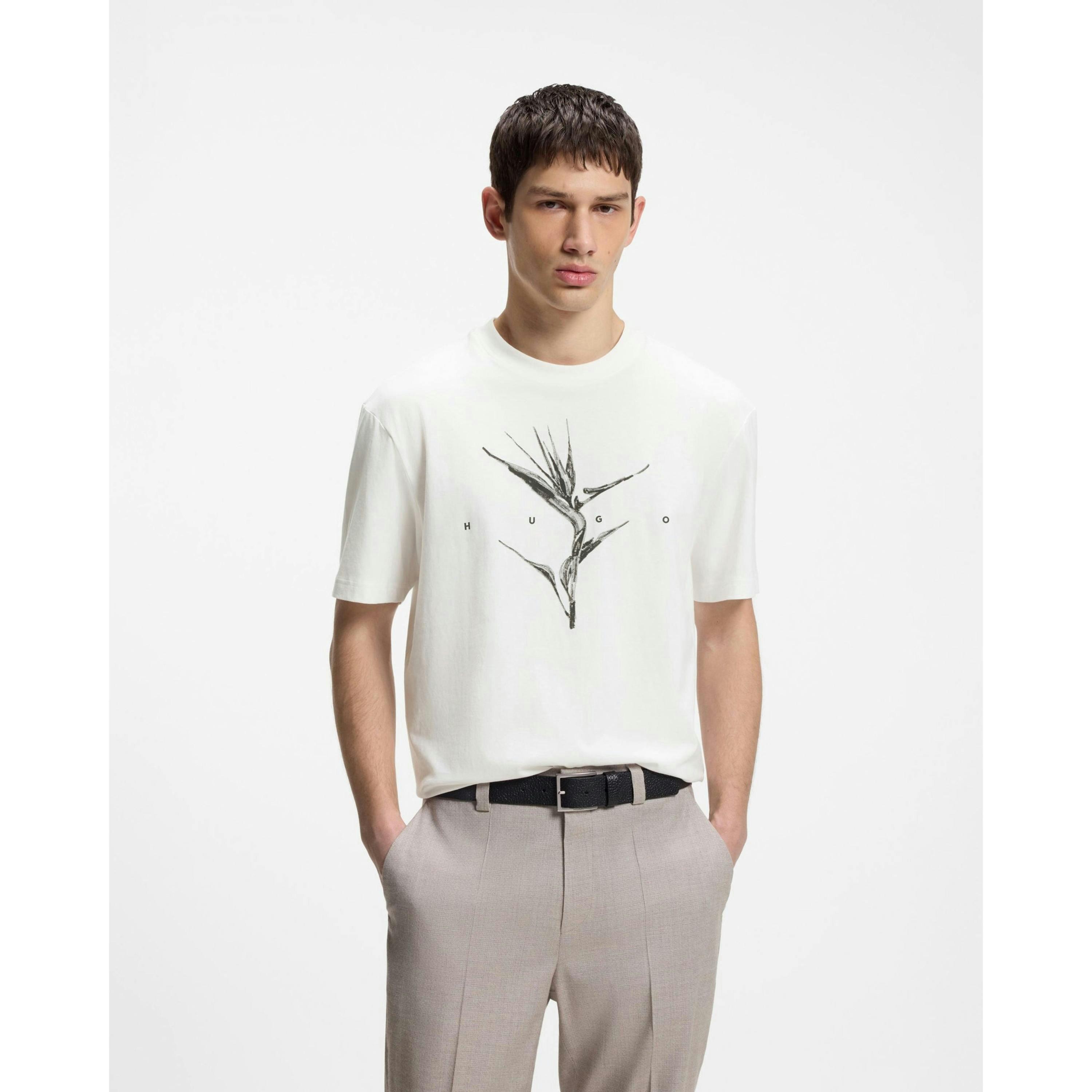 Hugo Boss Artwork and Logo T-Shirt  in Grey , view 1 of 4