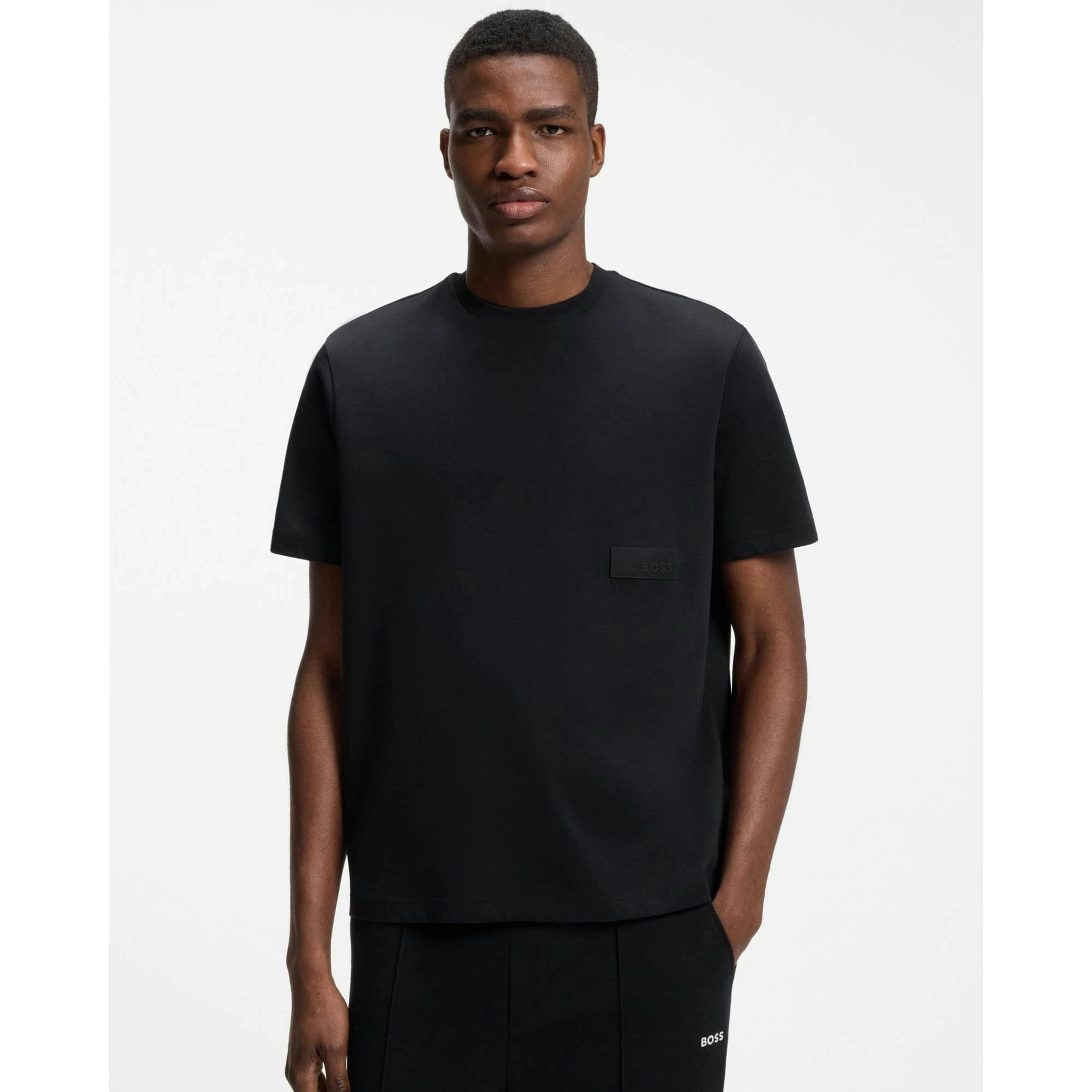 Hugo Boss Structure T-Shirt  in Black , view 1 of 4