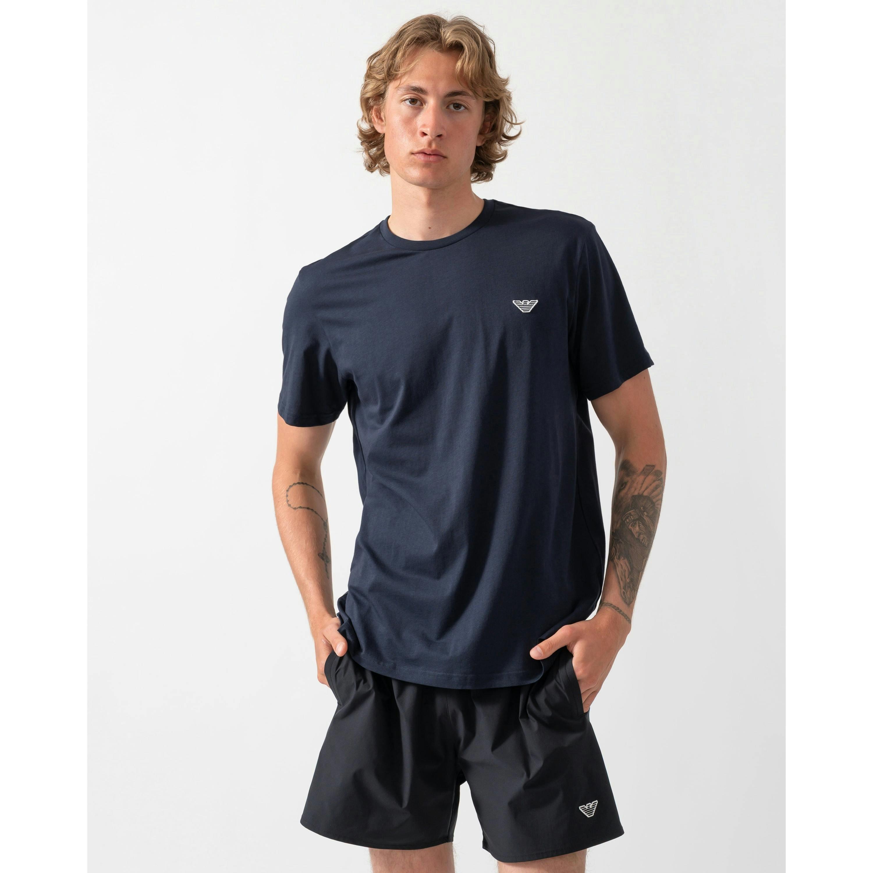 Emporio Armani Eagle Logo T-Shirt  in Blue , view 1 of 4
