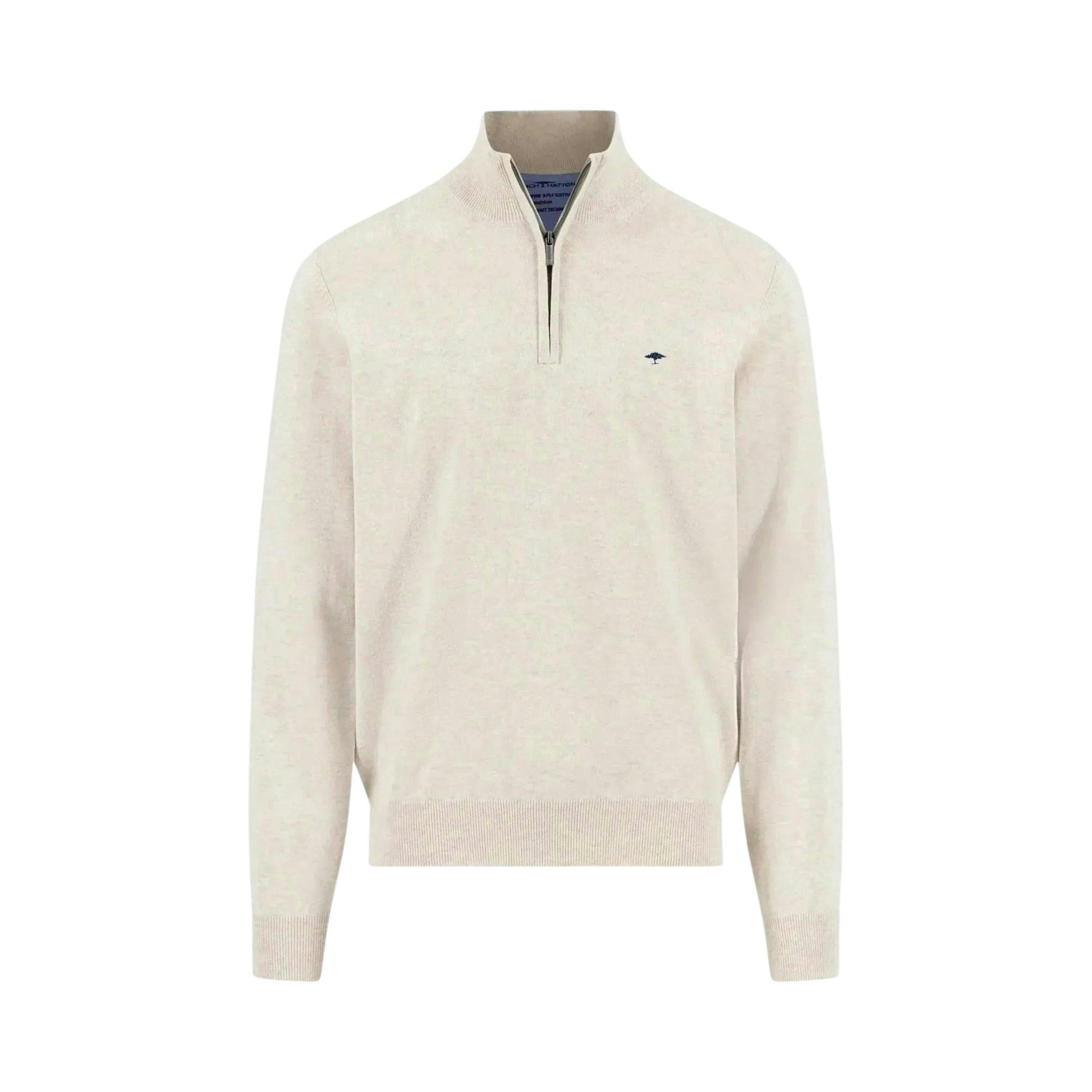Fine Knit Cotton 1/4 Zip Sweater New Off-White , view 1 of 2