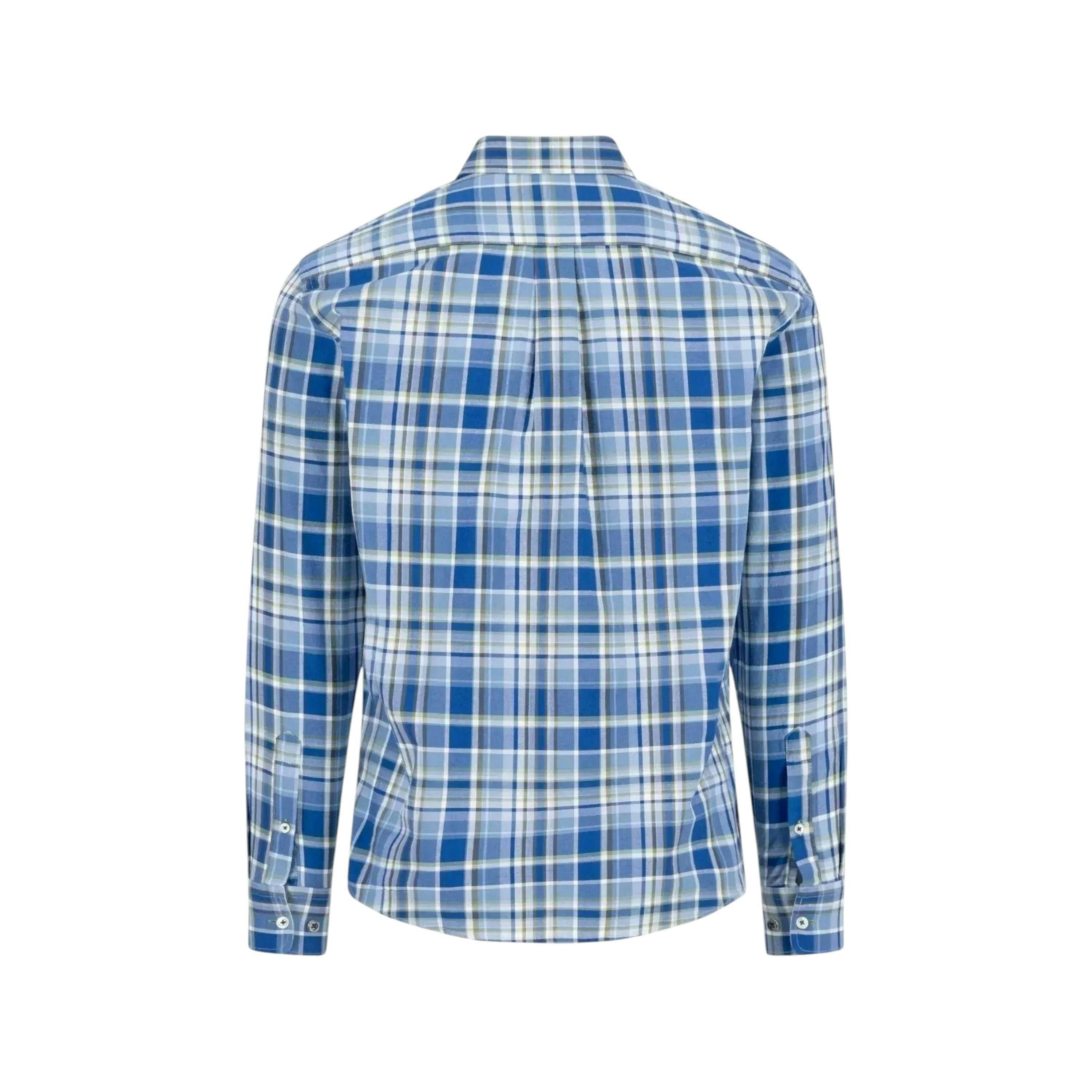 Washed Oxford Button Down Check Shirt Harbour Blue , view 2 of 2