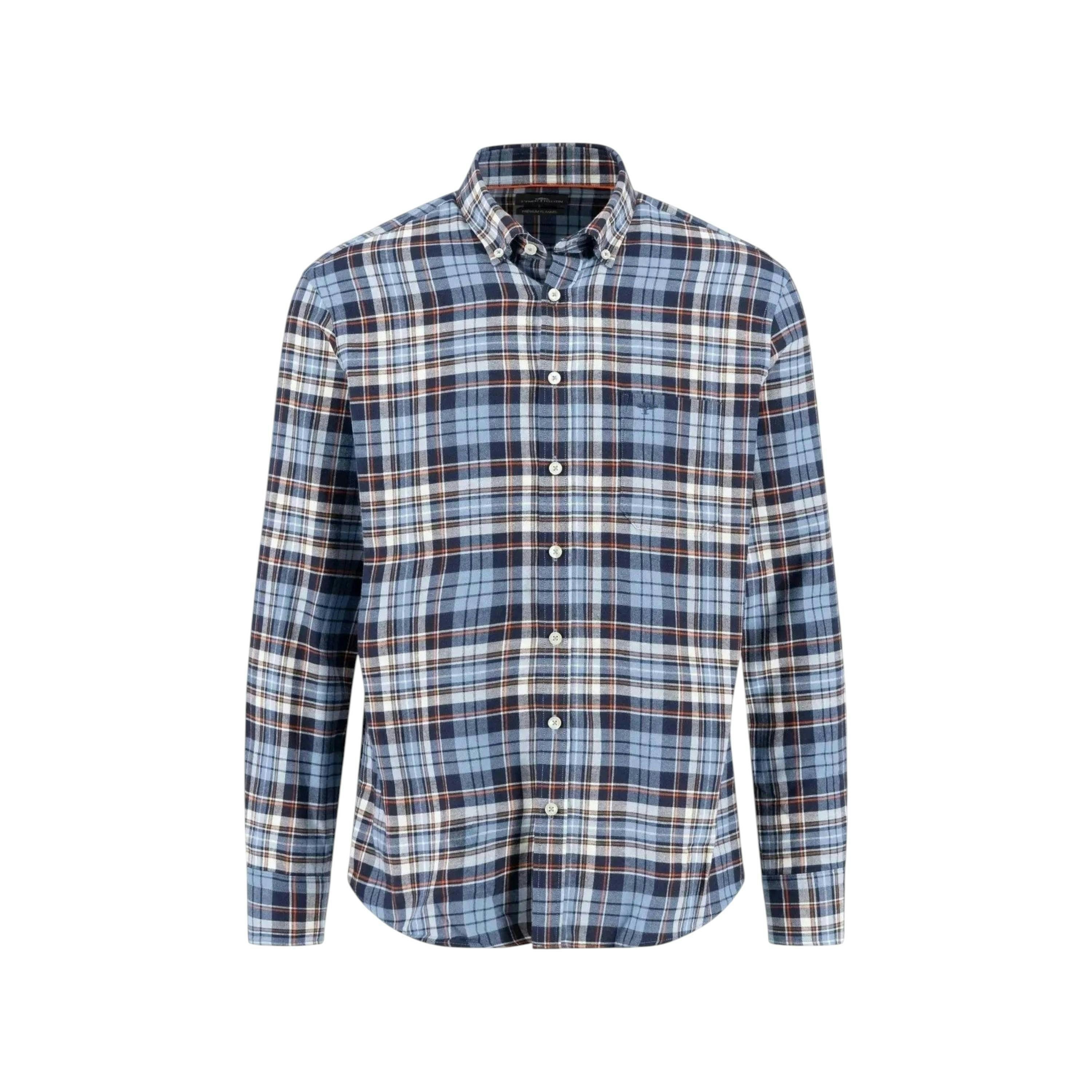 Button Down Check Pattern Flannel Shirt Navy , view 1 of 2
