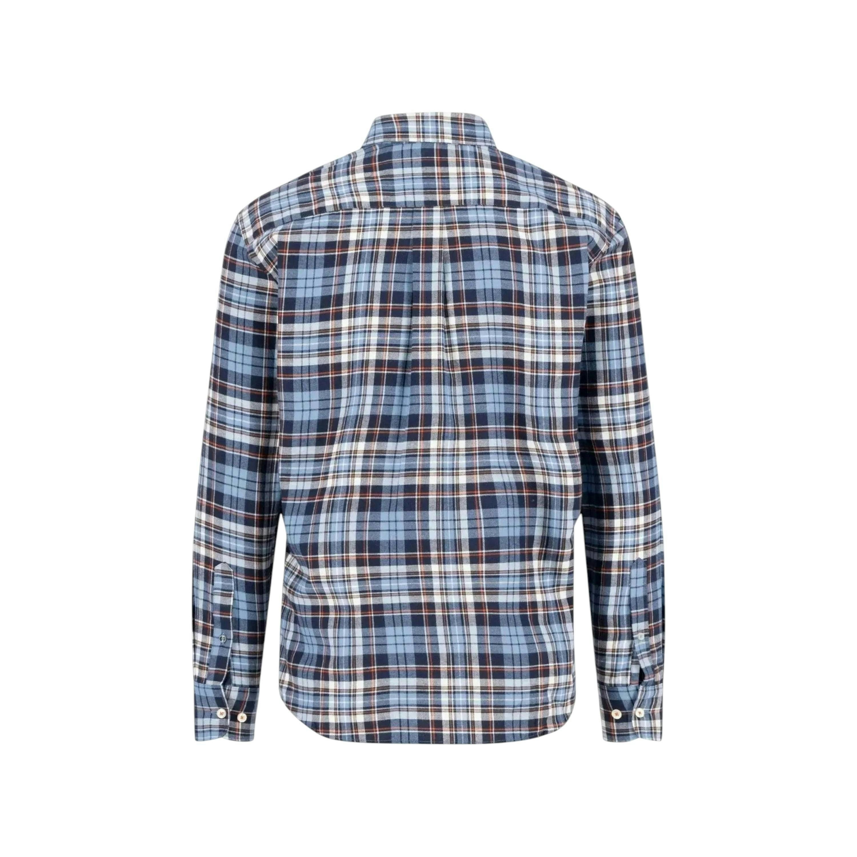 Button Down Check Pattern Flannel Shirt Navy , view 2 of 2