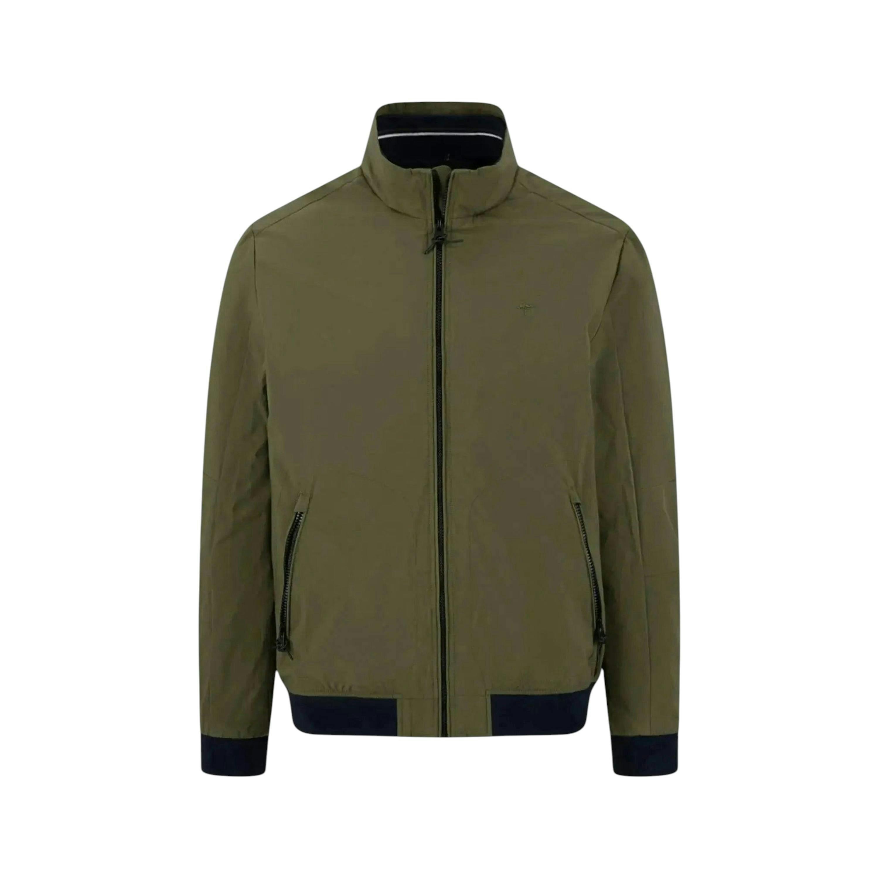 Stand Collar Zipped Pocket Jacket Dark Khaki , view 1 of 2