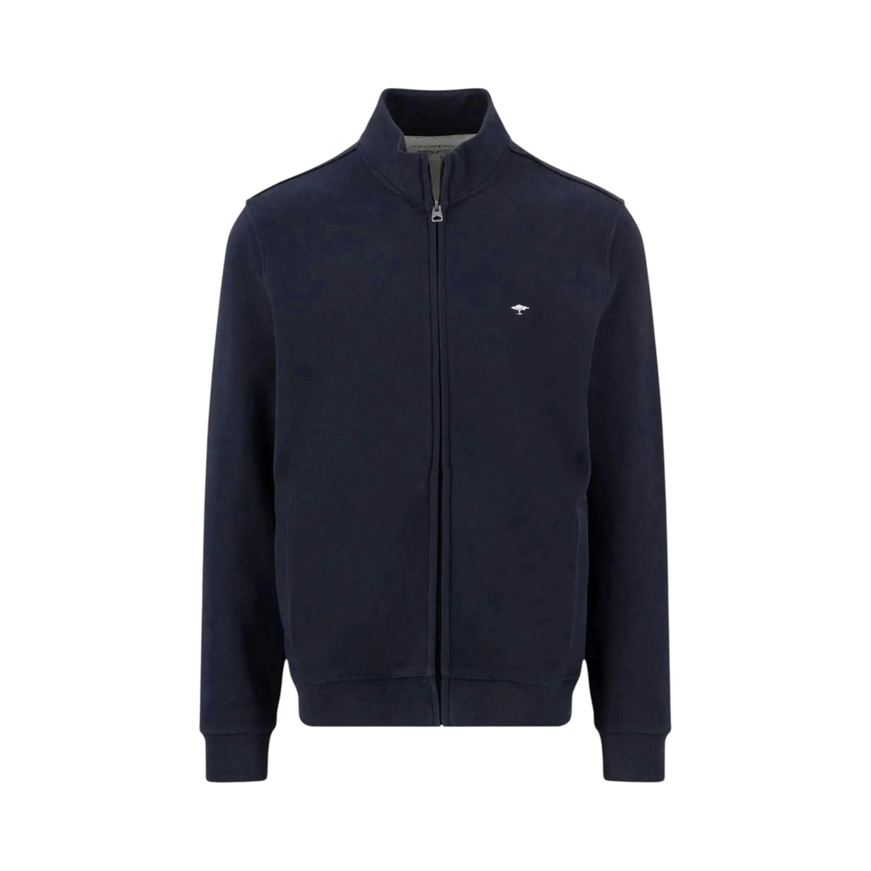 Stand Collar Full Zip Sweatshirt Navy , view 1 of 5