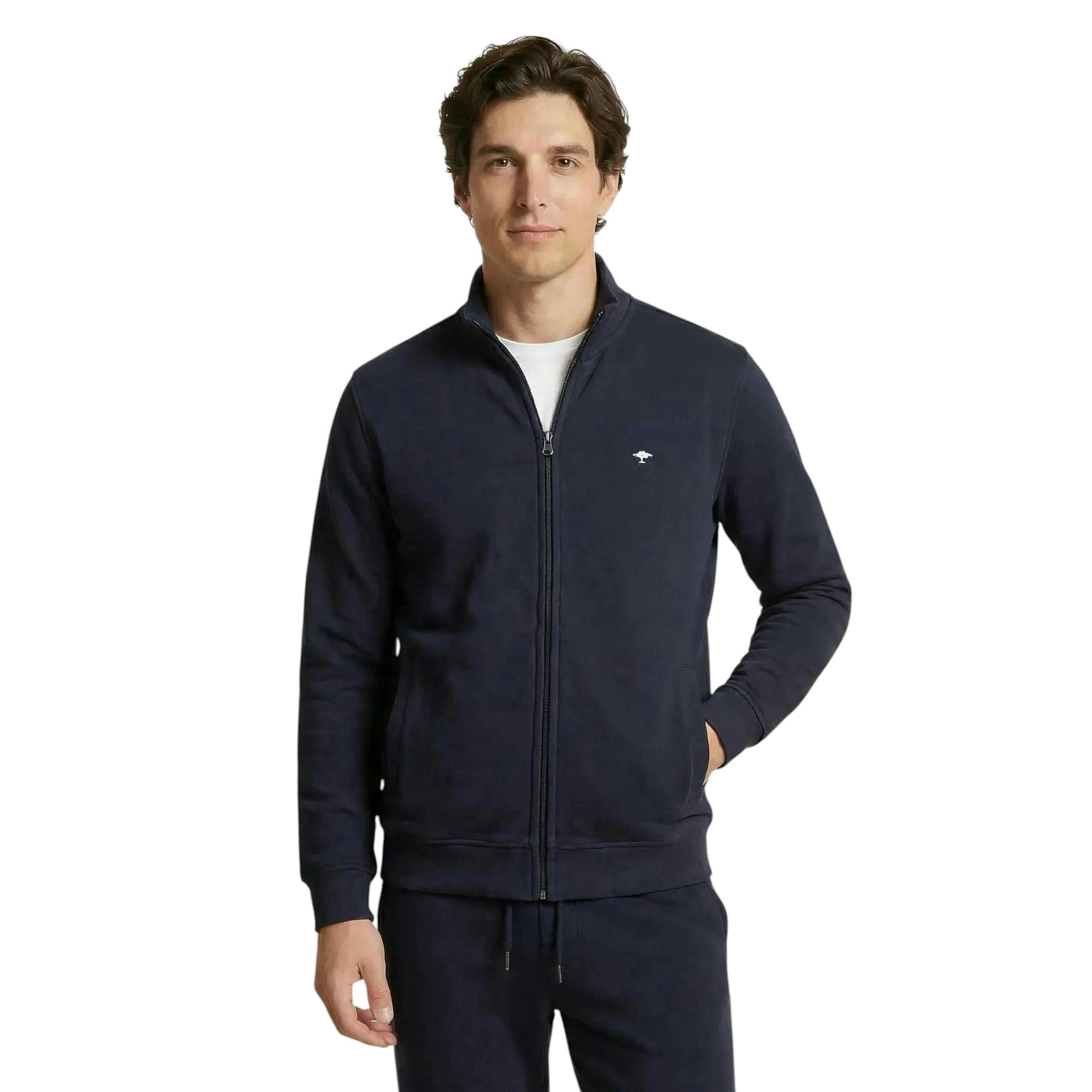 Stand Collar Full Zip Sweatshirt Navy , view 2 of 5