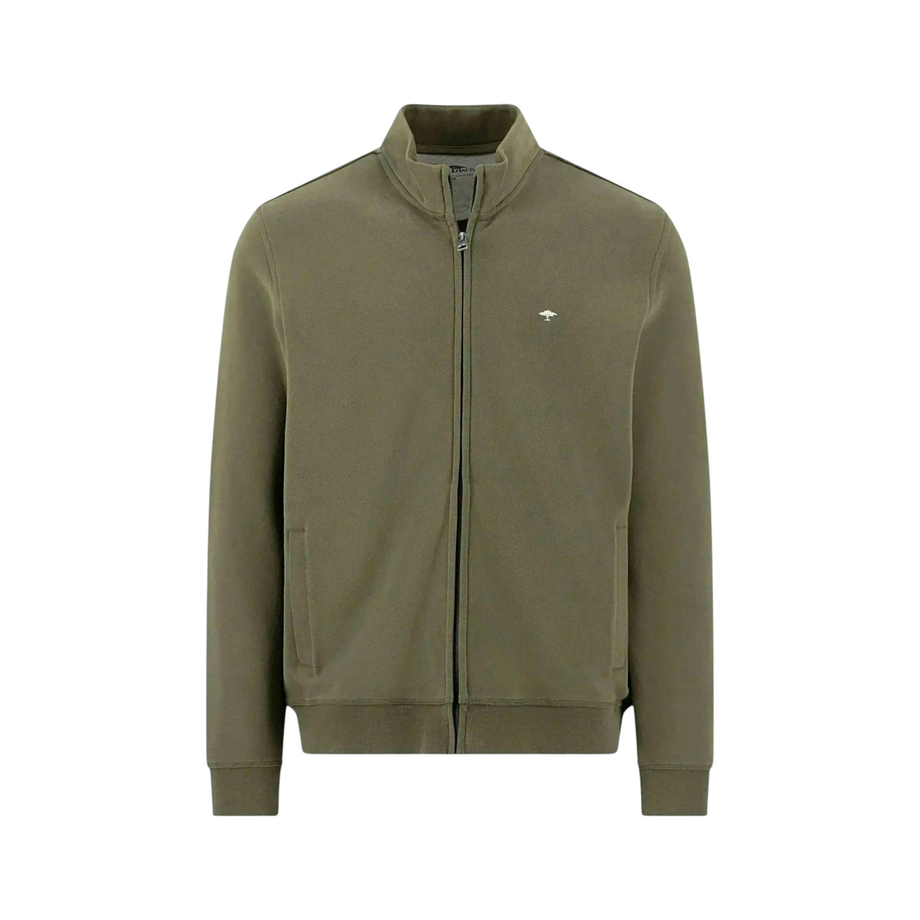 Stand Collar Full Zip Sweatshirt Dark Khaki , view 1 of 2