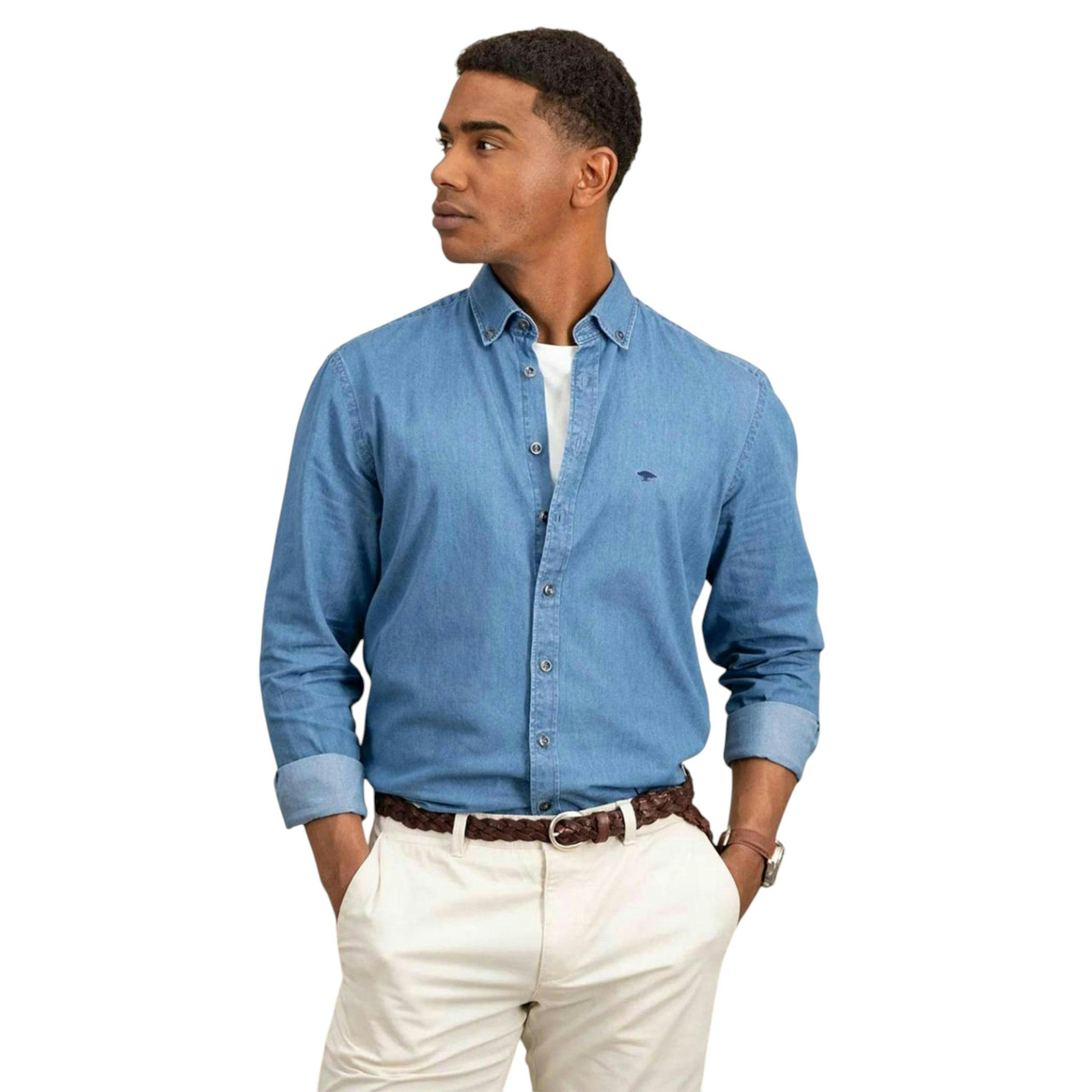 Button Down Denim Shirt Crystal Blue , view 2 of 5