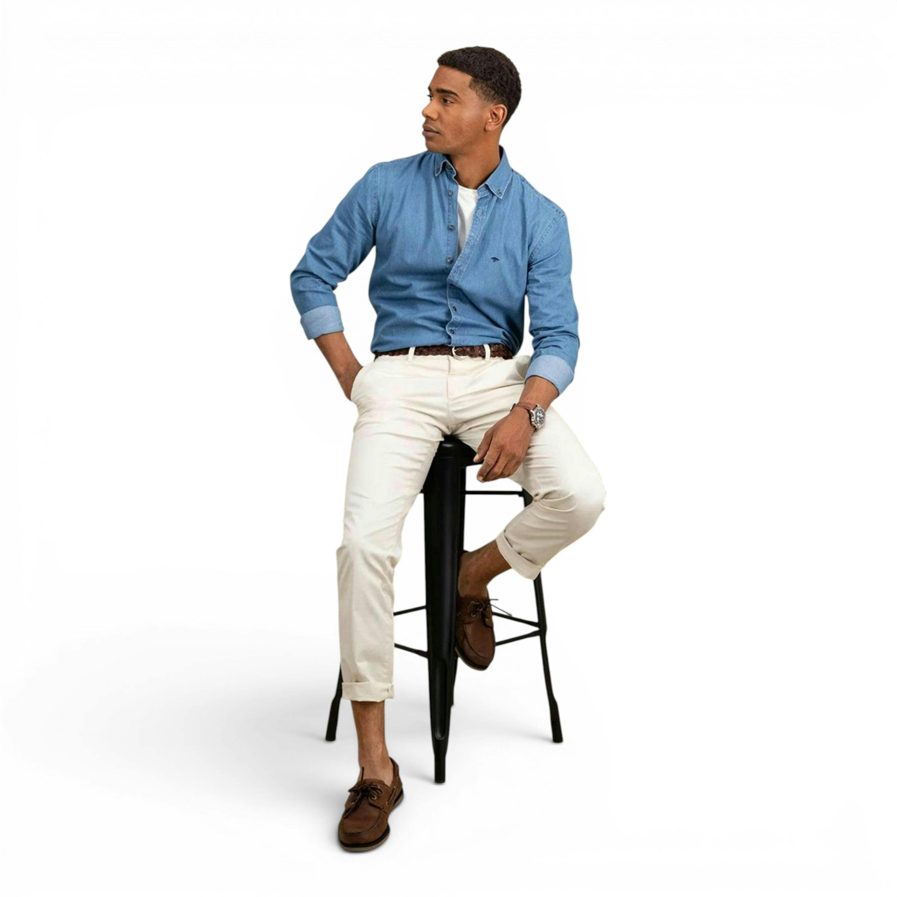 Button Down Denim Shirt Crystal Blue , view 3 of 5