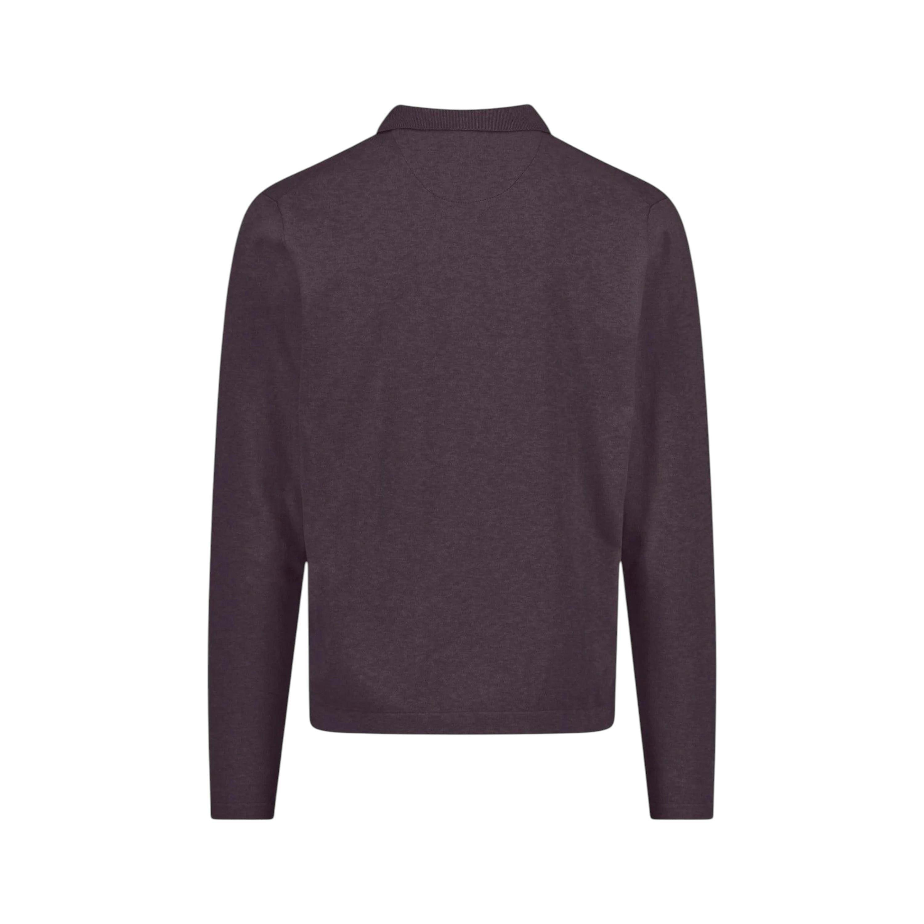 Zip Neck Polo Collar Knit Aubergine , view 5 of 5