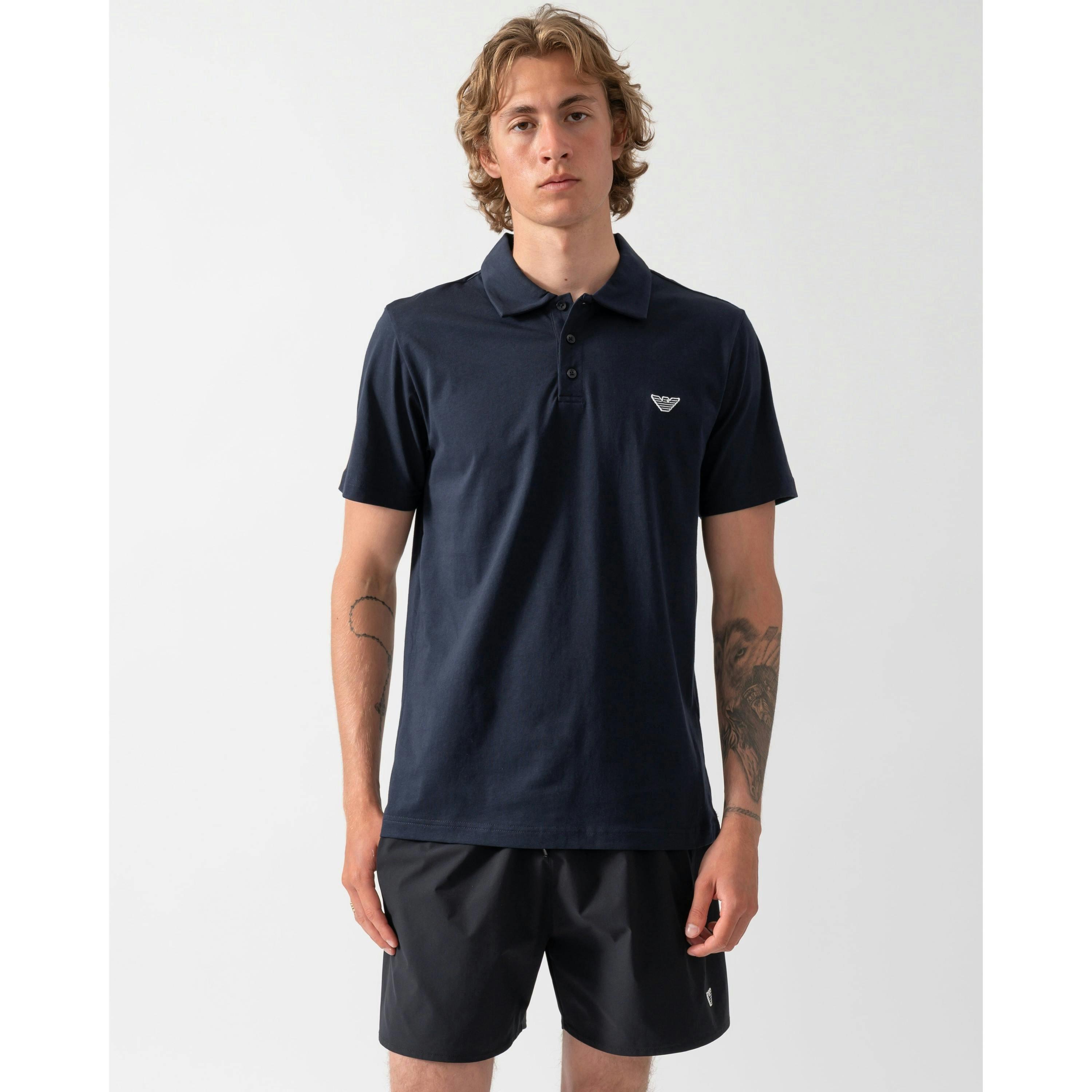 Emporio Armani Eagle Logo Polo Shirt  in Blue , view 1 of 4