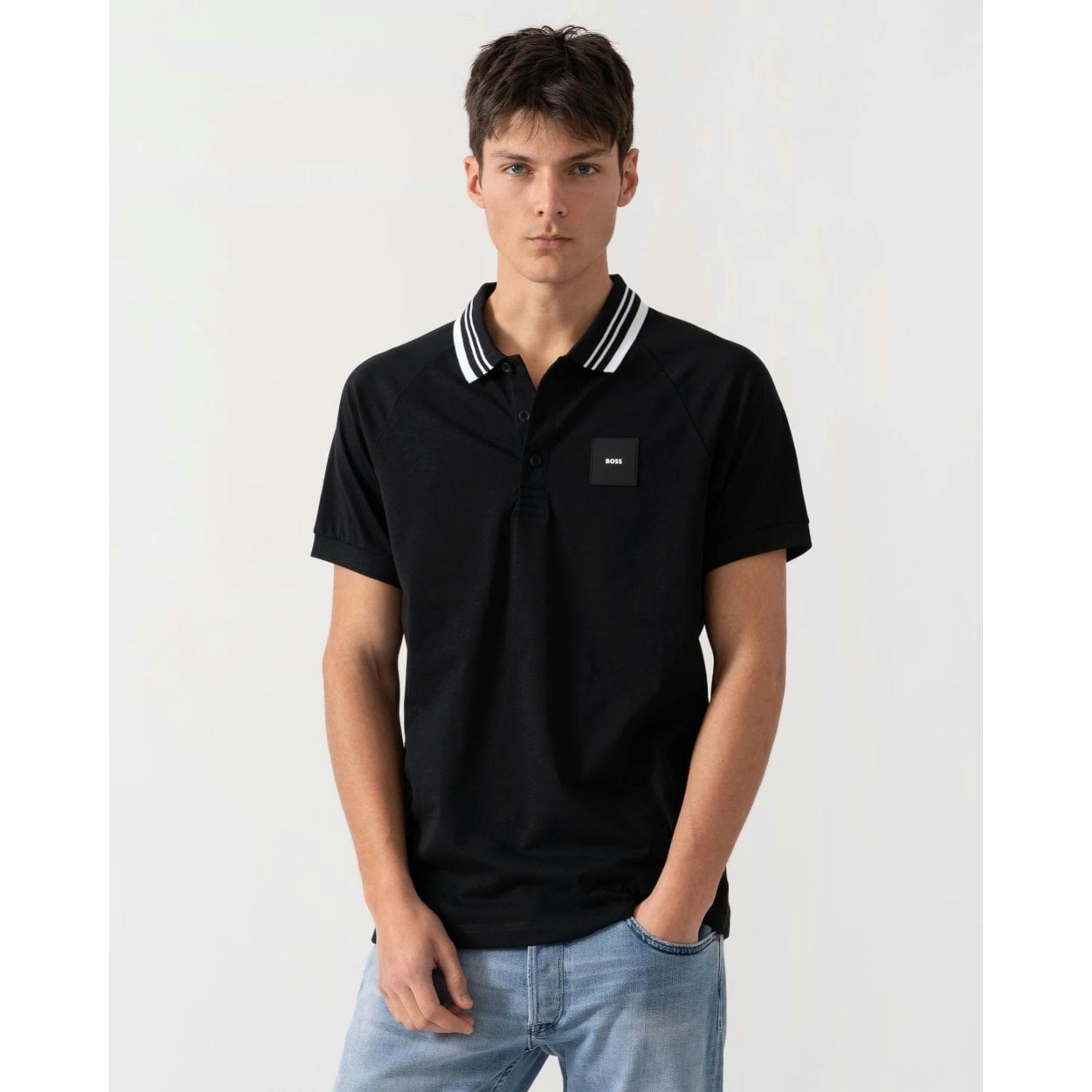 Hugo Boss Rib Polo Shirt  in Black , view 1 of 4