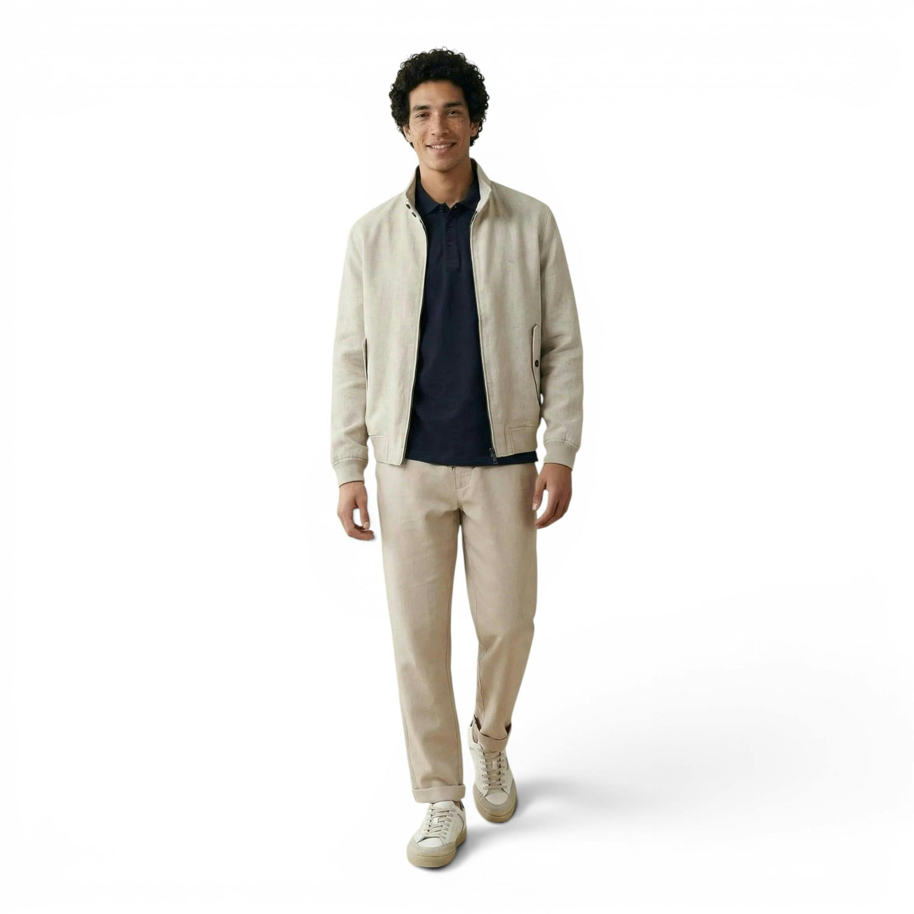 Pure Linen Harrington Jacket Cement , view 3 of 5