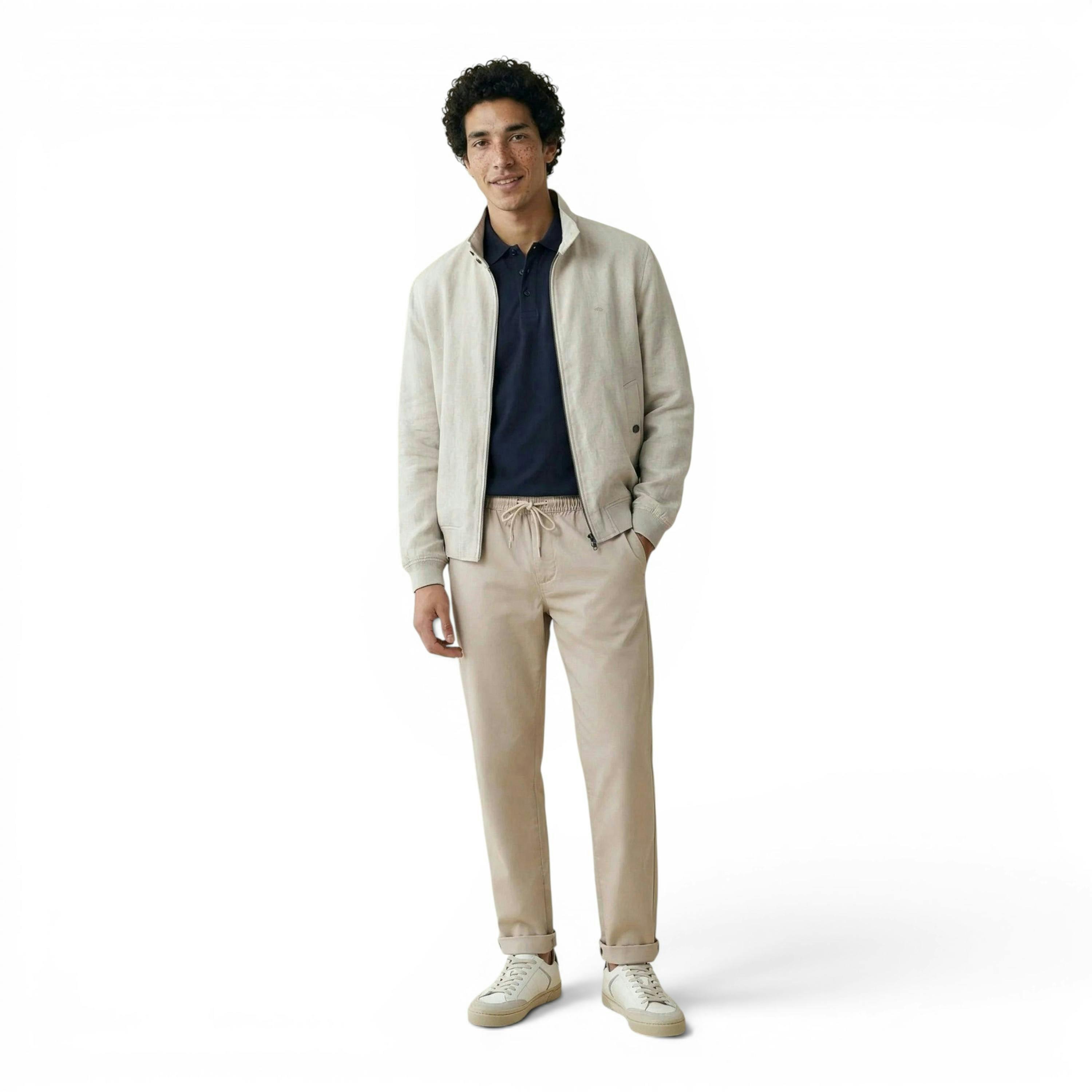 Pure Linen Harrington Jacket Cement , view 4 of 5