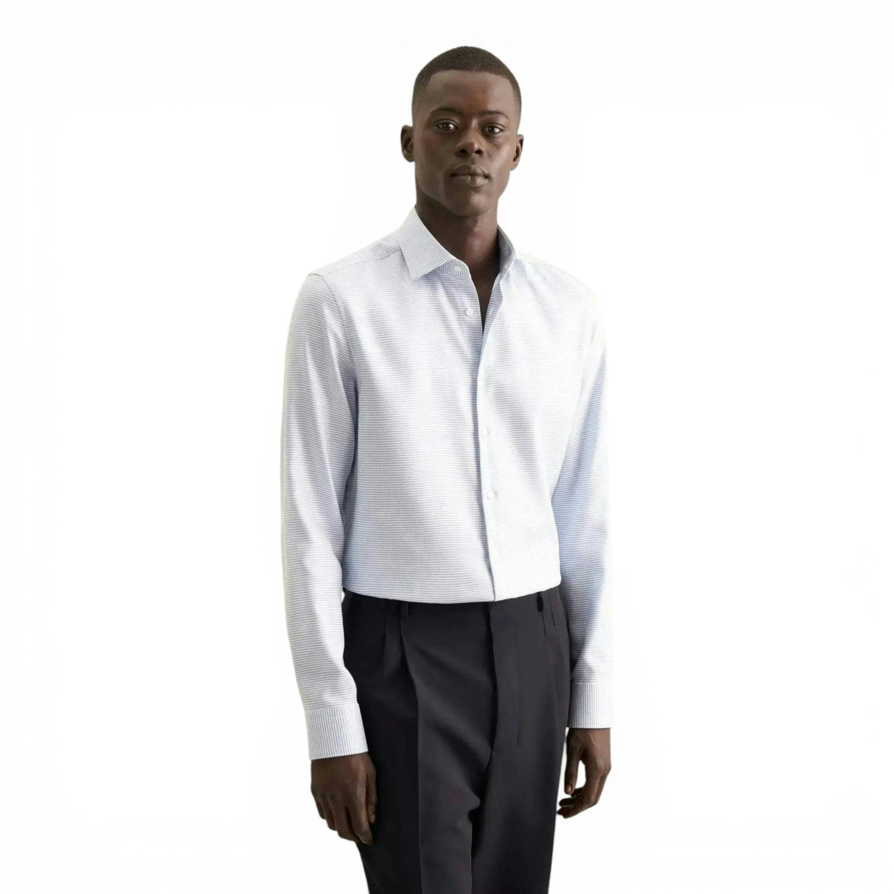 Seidensticker Slim Fit No Iron New Kent Structured Business Shirt Light Green , view 1 of 6