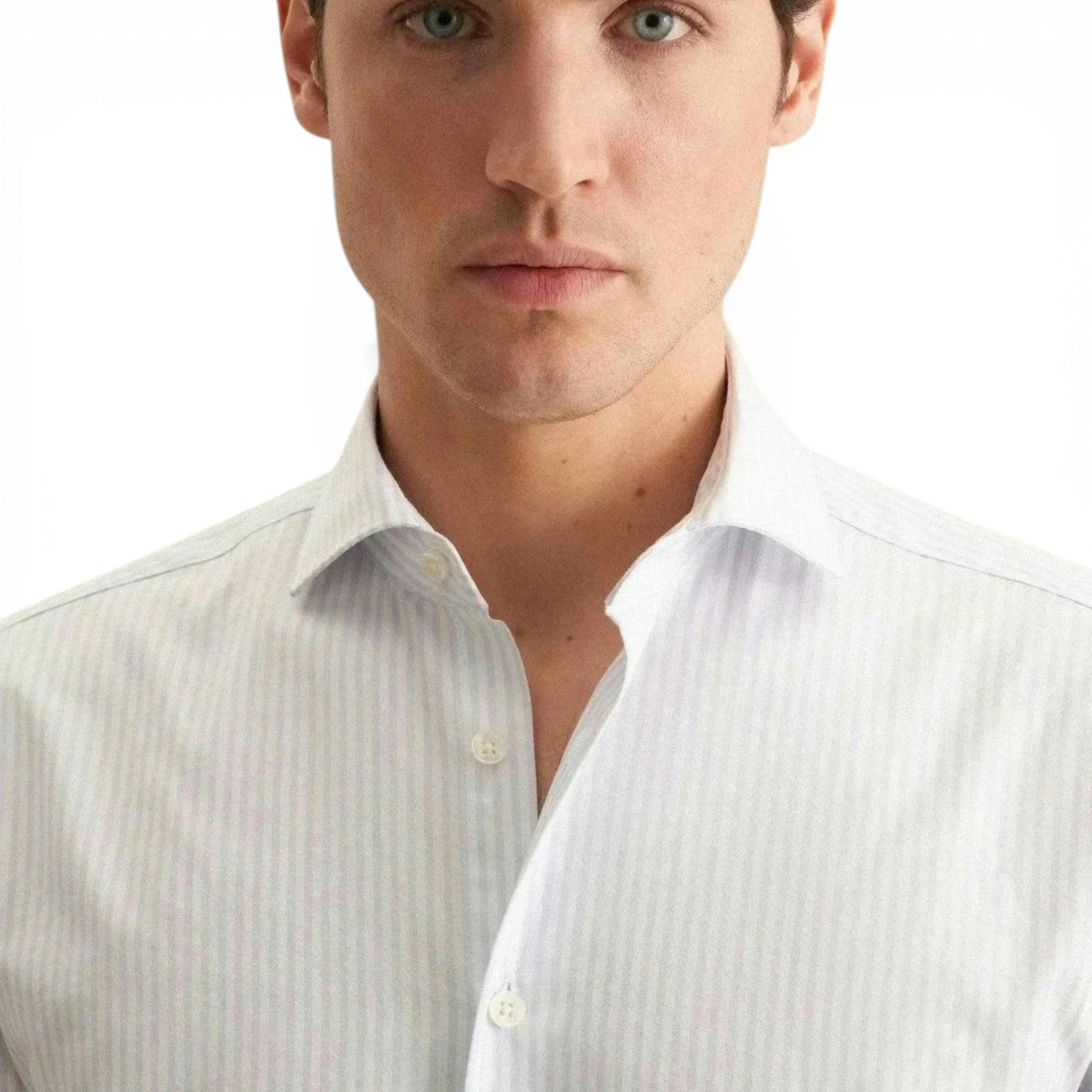 Regular Fit Spread Kent Striped Casual Shirt Light Blue , view 3 of 6