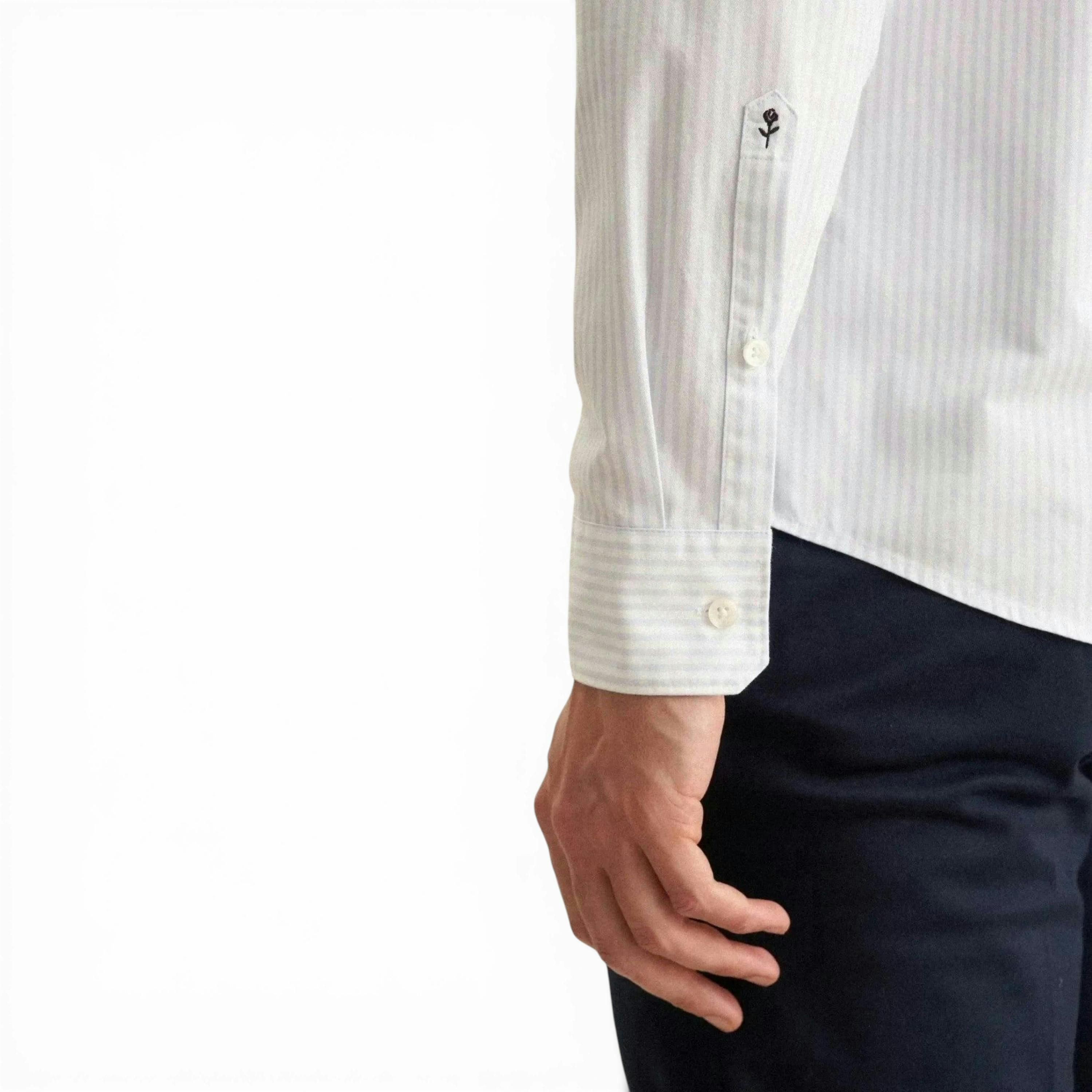 Regular Fit Spread Kent Striped Casual Shirt Light Blue , view 4 of 6