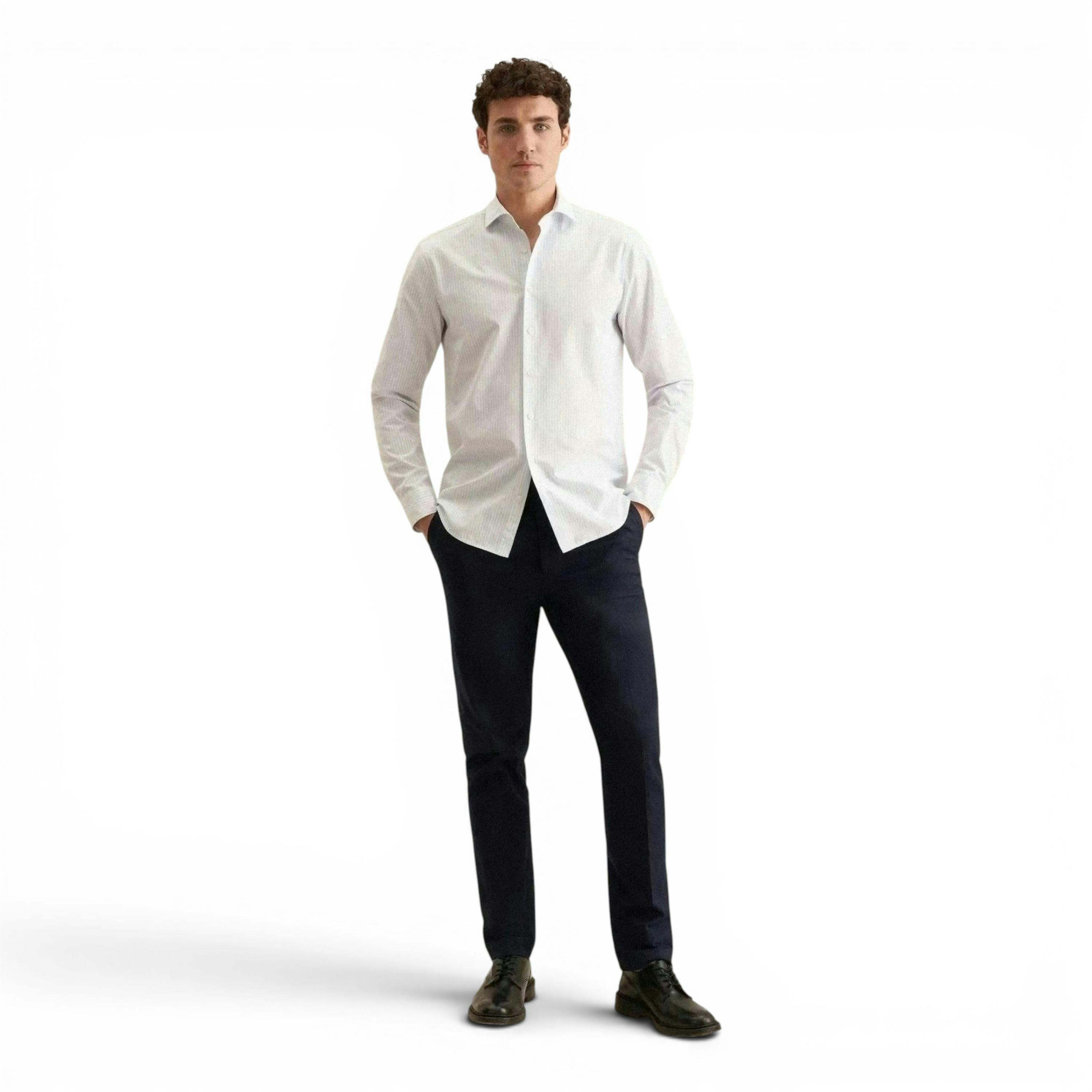 Regular Fit Spread Kent Striped Casual Shirt Light Blue , view 5 of 6