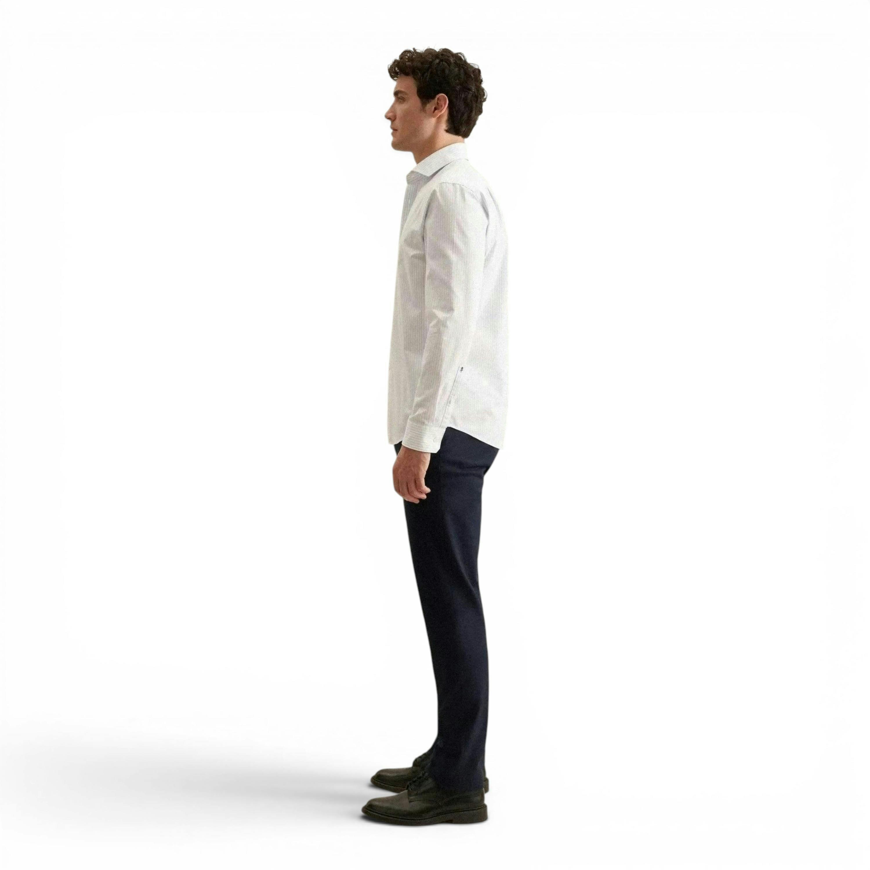 Regular Fit Spread Kent Striped Casual Shirt Light Blue , view 6 of 6