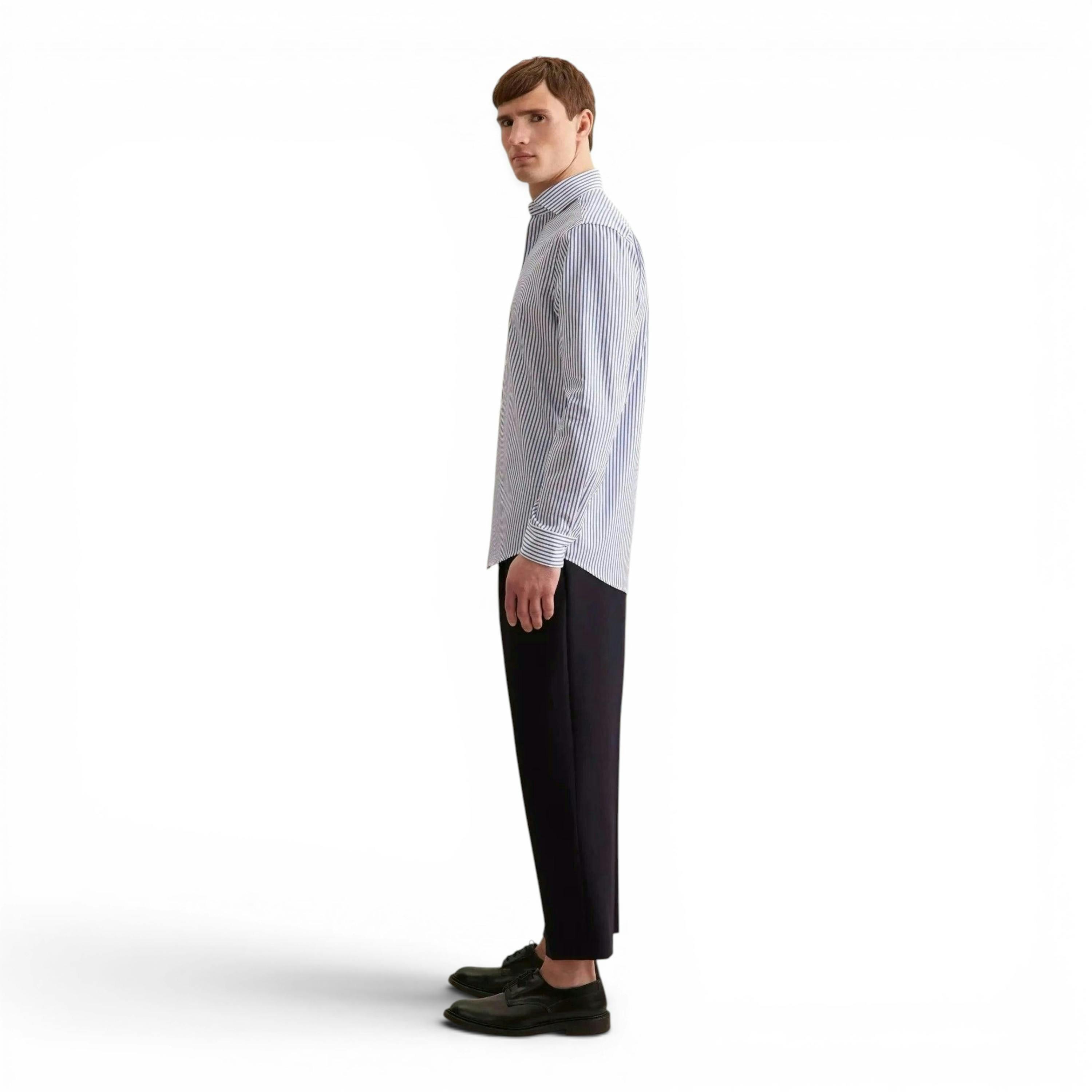Seidensticker Regular Fit No Iron Spread Kent Structured Stripe Business Shirt Mid Blue , view 6 of 6
