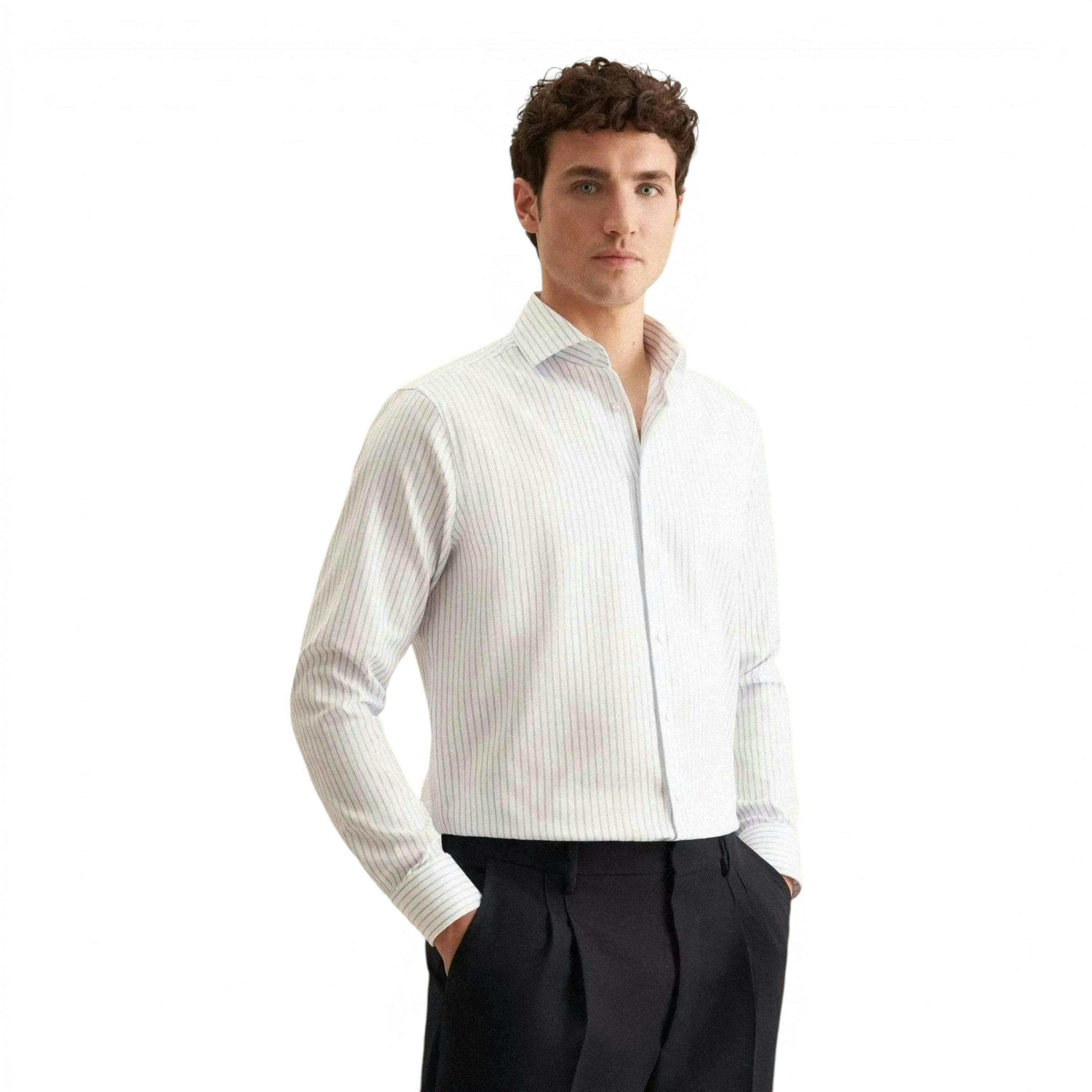 Seidensticker Regular Fit No Iron Spread Kent Striped Business Shirt Light Blue , view 1 of 6