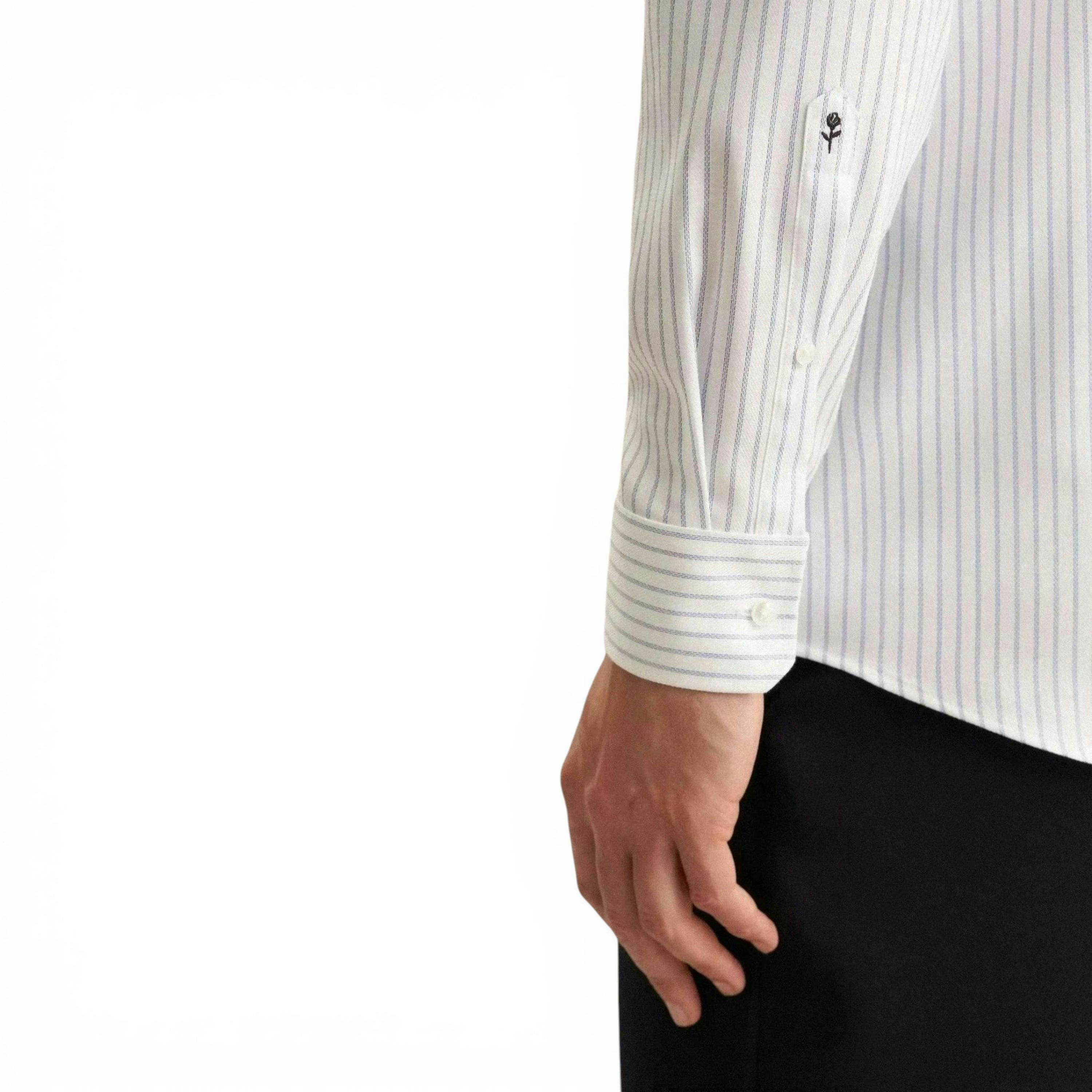 Regular Fit No Iron Spread Kent Striped Business Shirt Light Blue , view 4 of 6