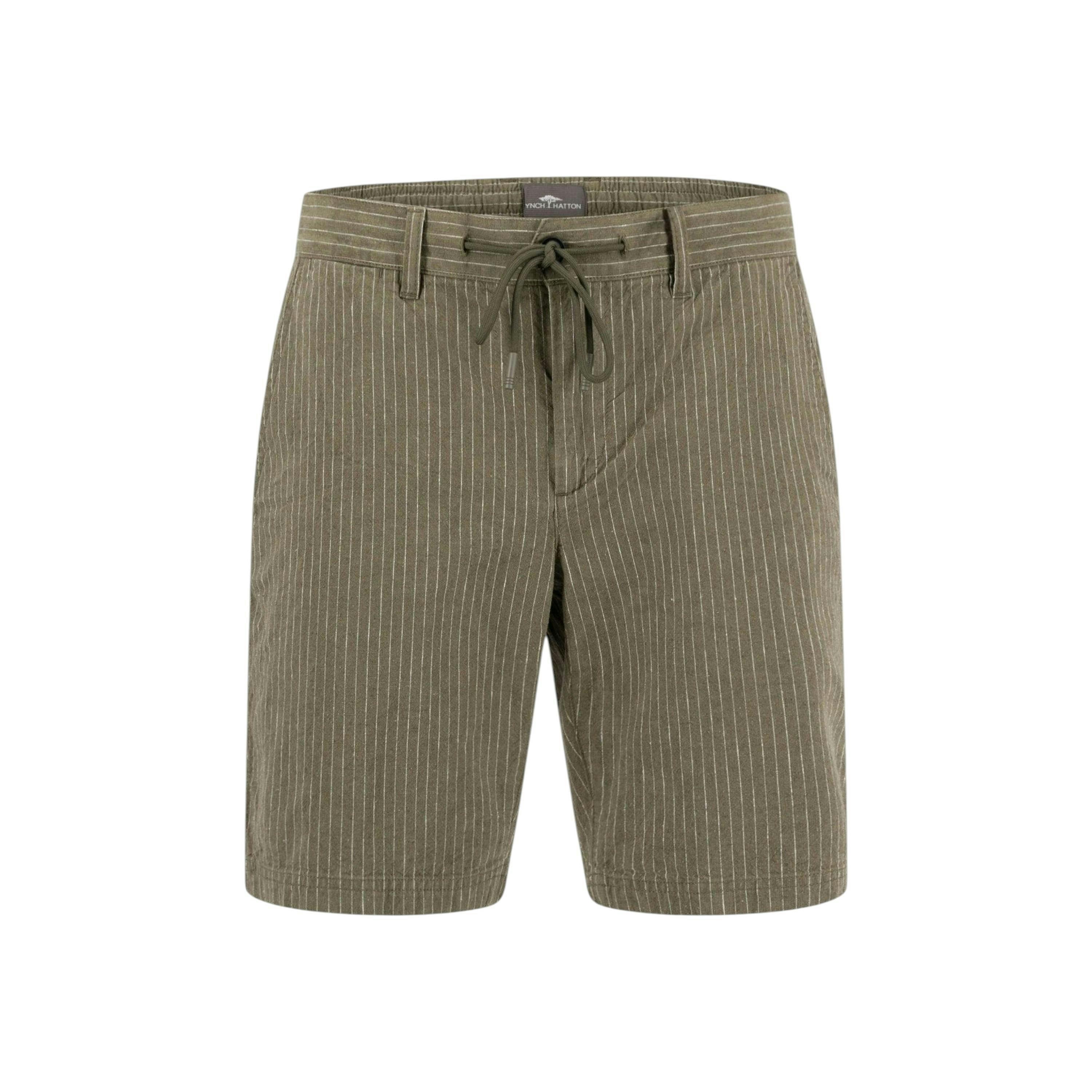 Linen Blend Pinstripe Bermuda Shorts Dark Khaki , view 1 of 3