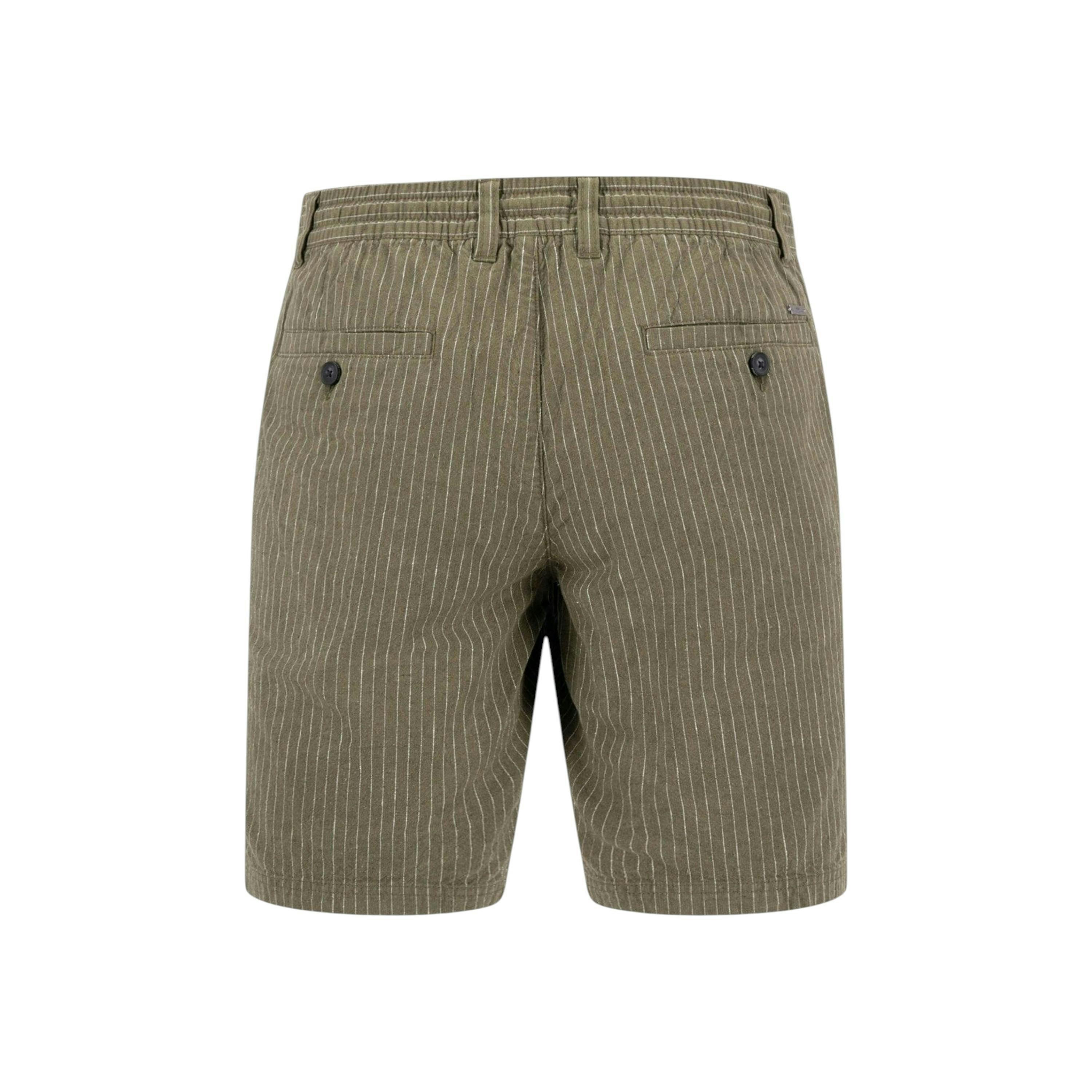 Linen Blend Pinstripe Bermuda Shorts Dark Khaki , view 2 of 3
