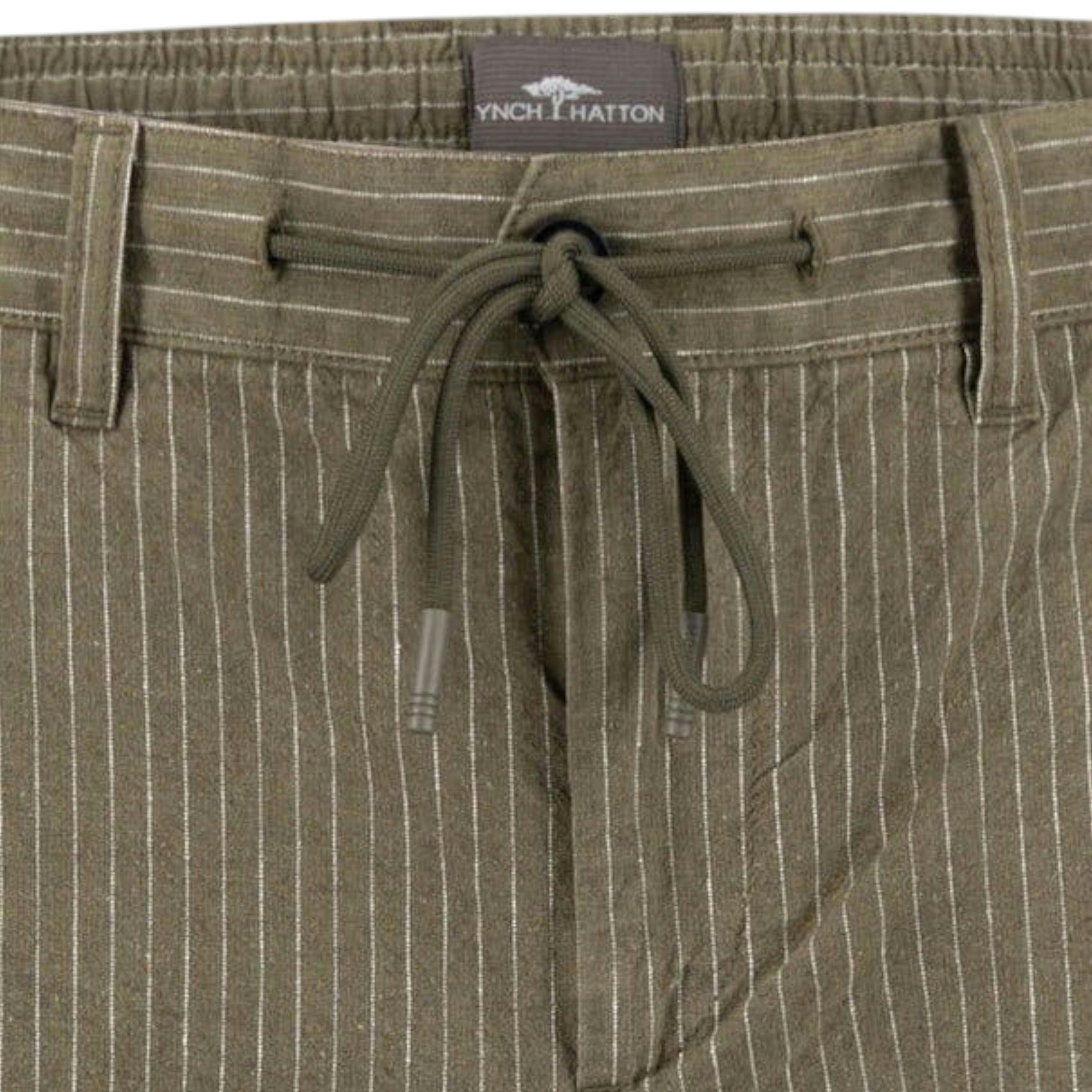 Linen Blend Pinstripe Bermuda Shorts Dark Khaki , view 3 of 3
