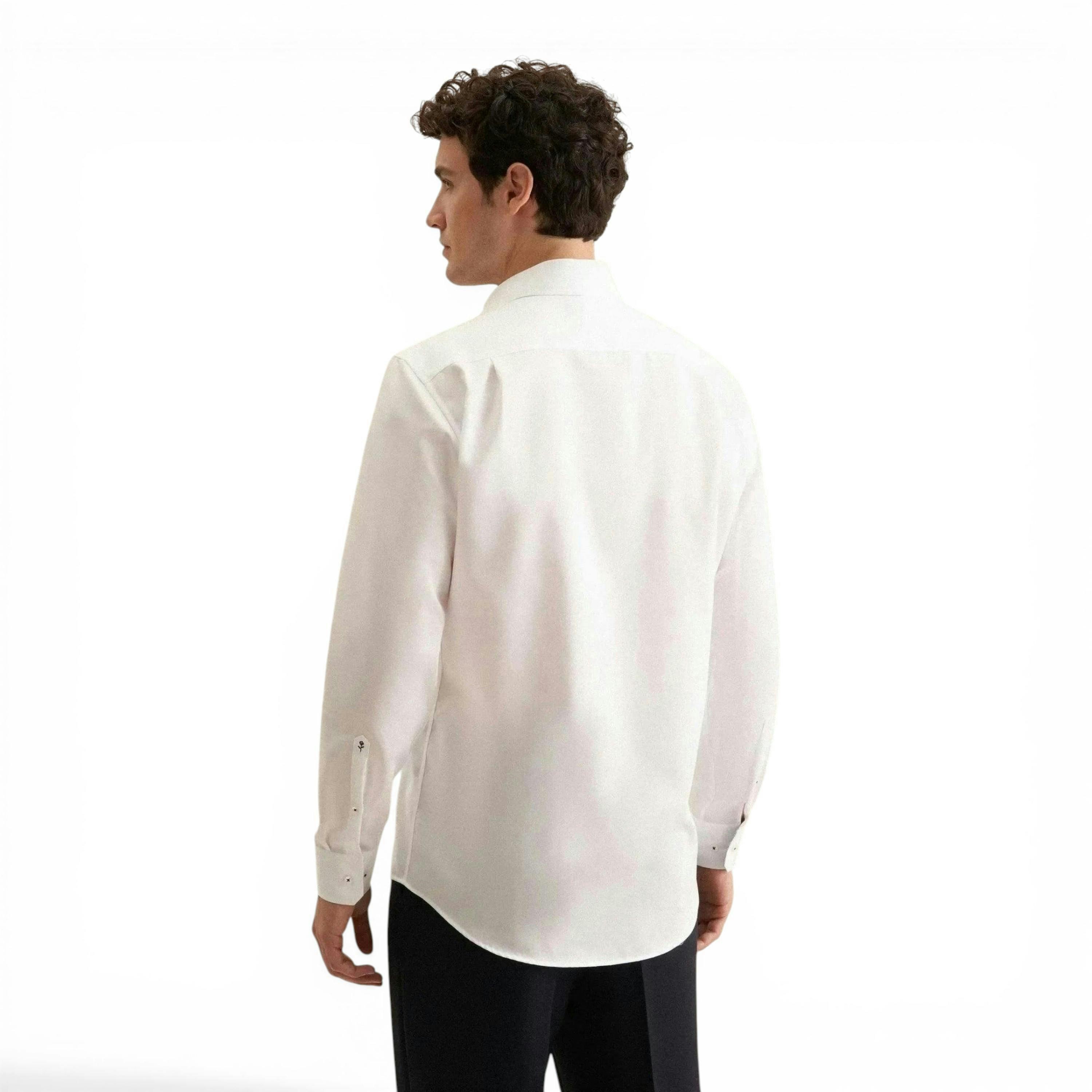 Regular Fit No Iron Business Kent Contrast Patch Business Shirt White , view 2 of 6