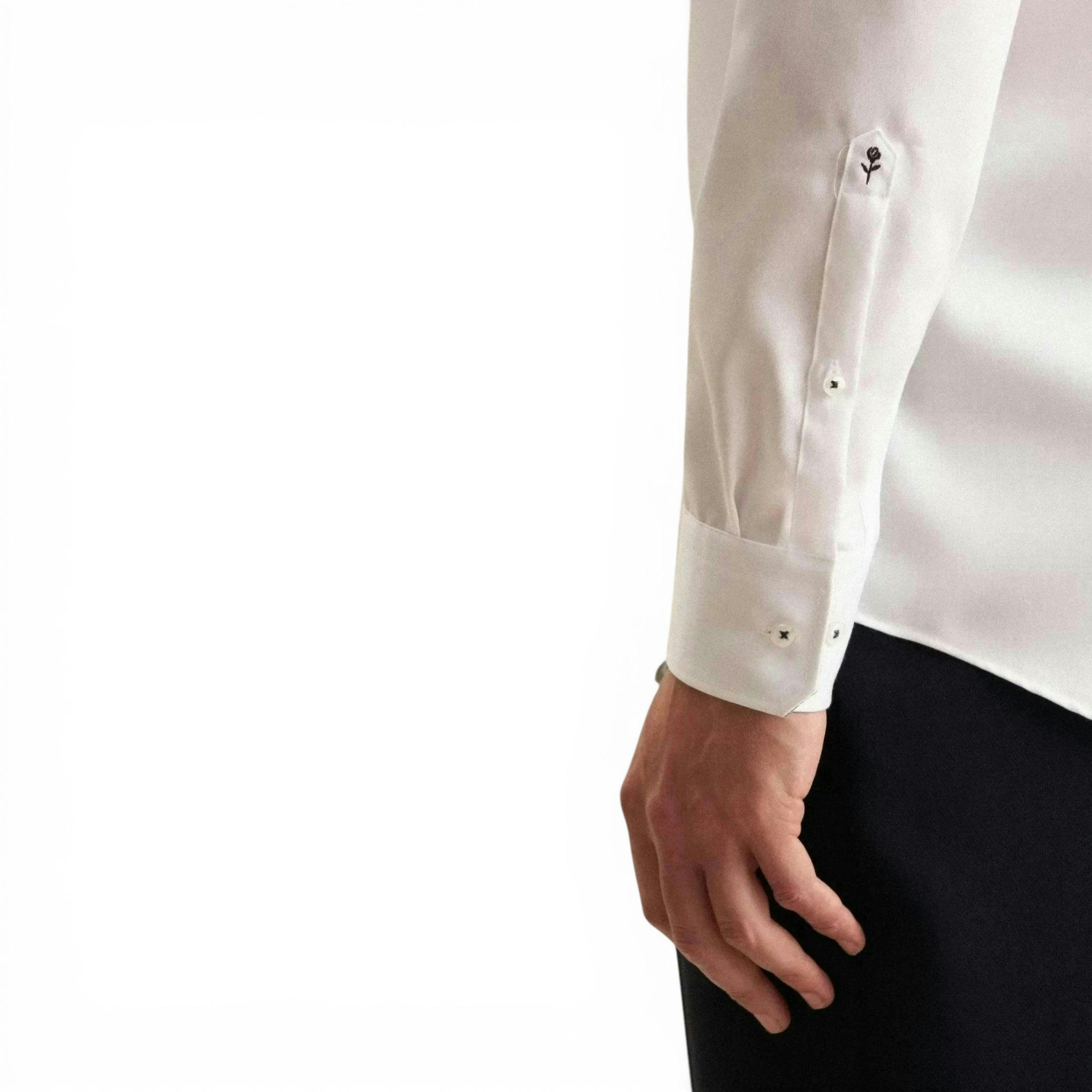 Regular Fit No Iron Business Kent Contrast Patch Business Shirt White , view 4 of 6