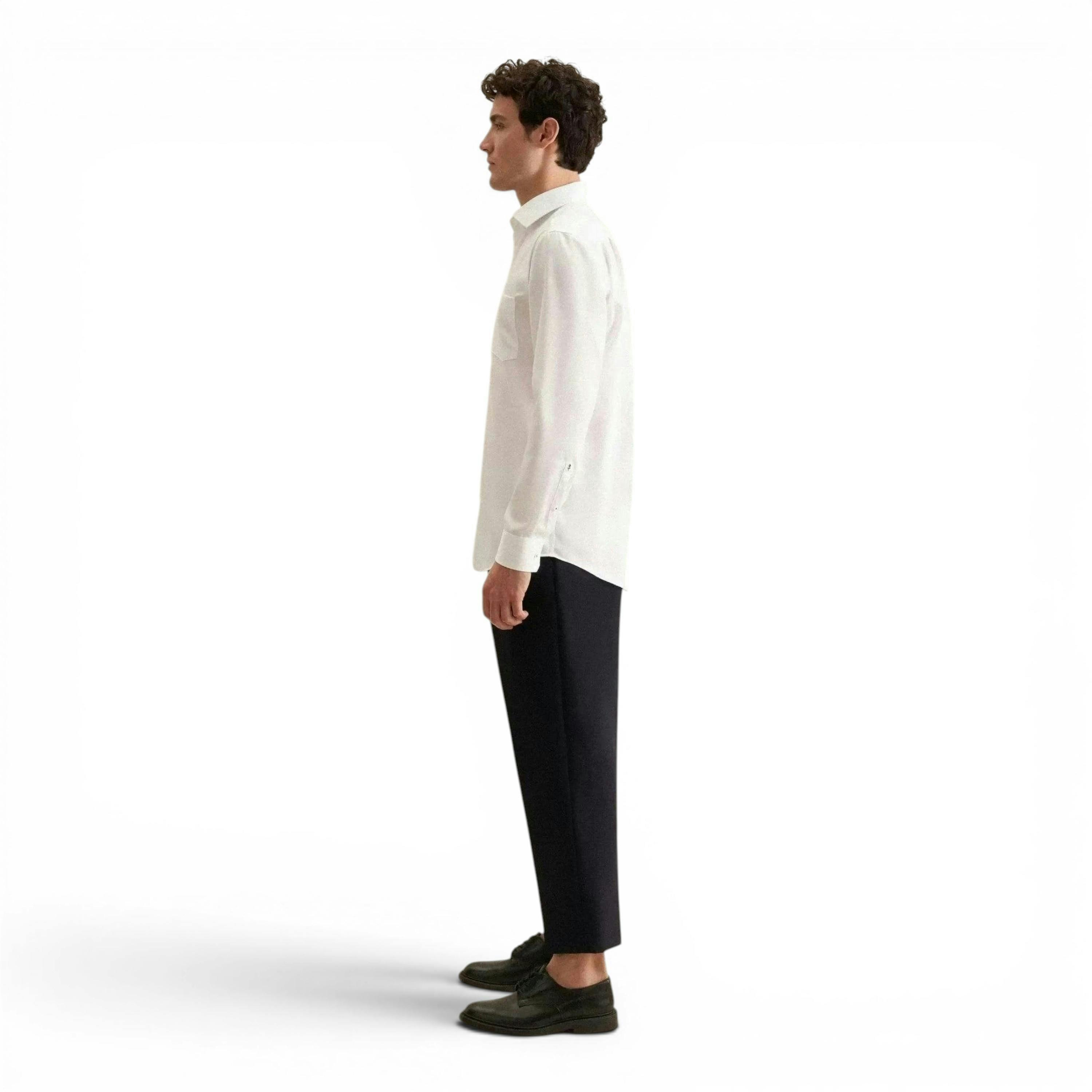 Regular Fit No Iron Business Kent Contrast Patch Business Shirt White , view 6 of 6