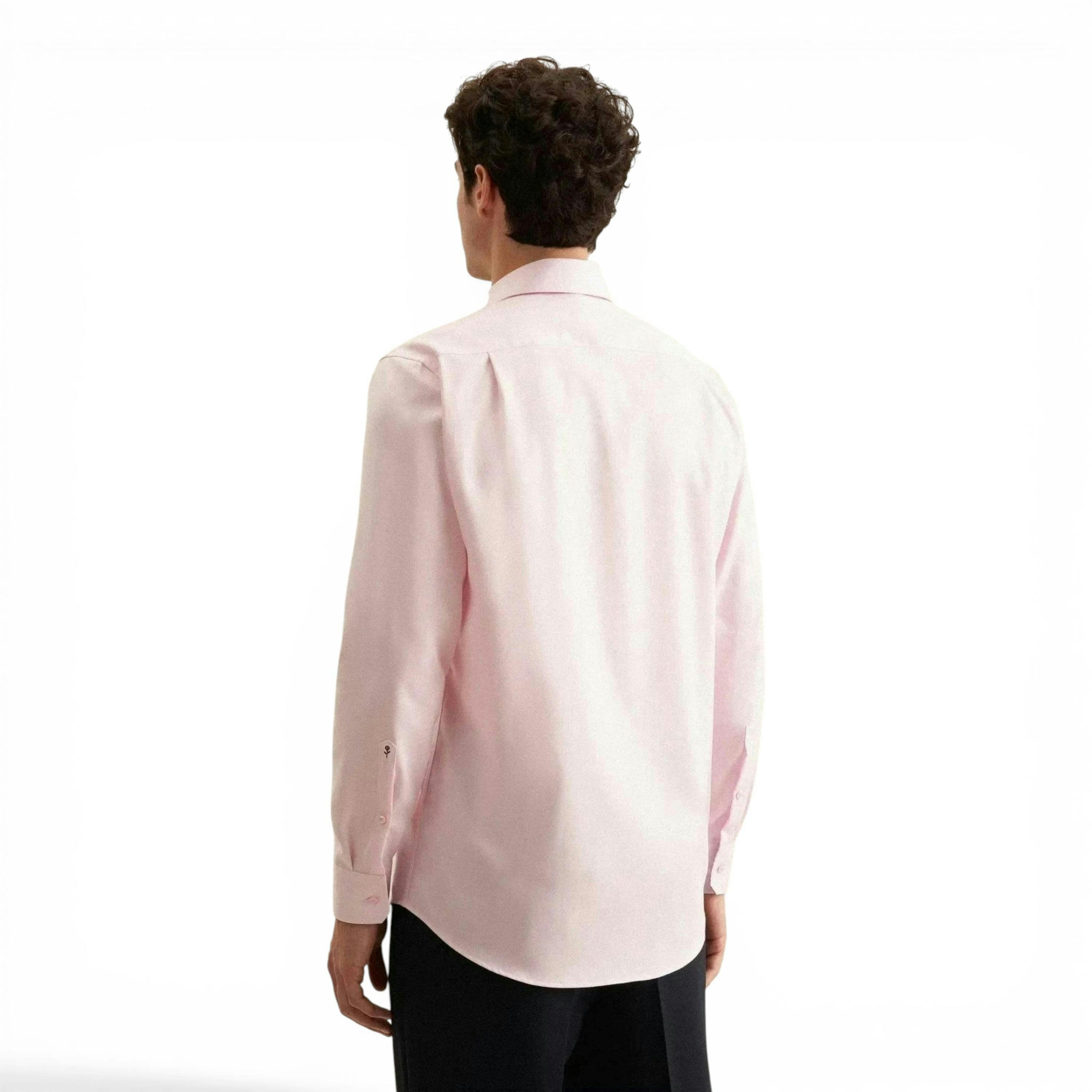 Regular Fit No Iron Business Kent Contrast Patch Business Shirt Pink , view 2 of 6