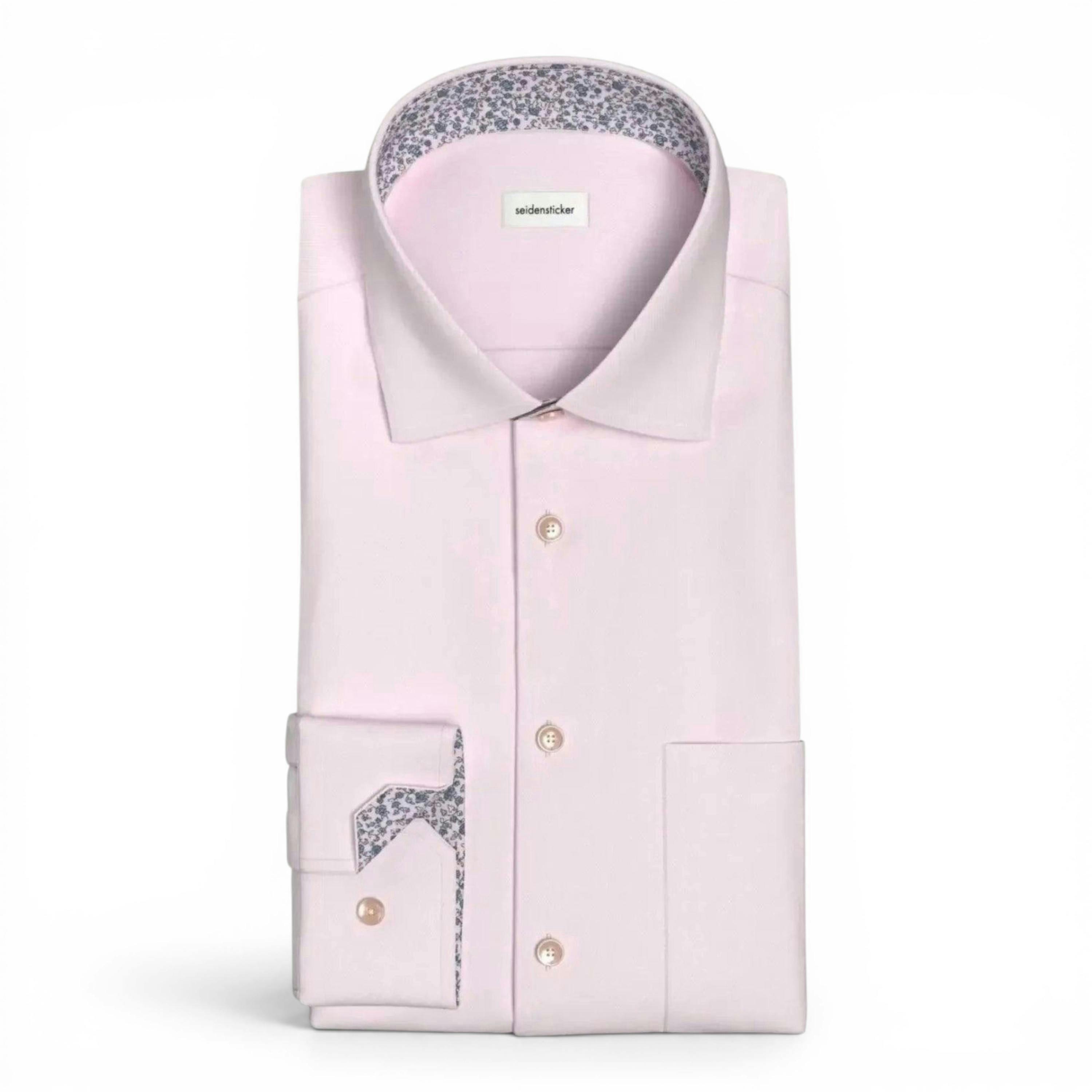 Regular Fit No Iron Business Kent Contrast Patch Business Shirt Pink , view 6 of 6