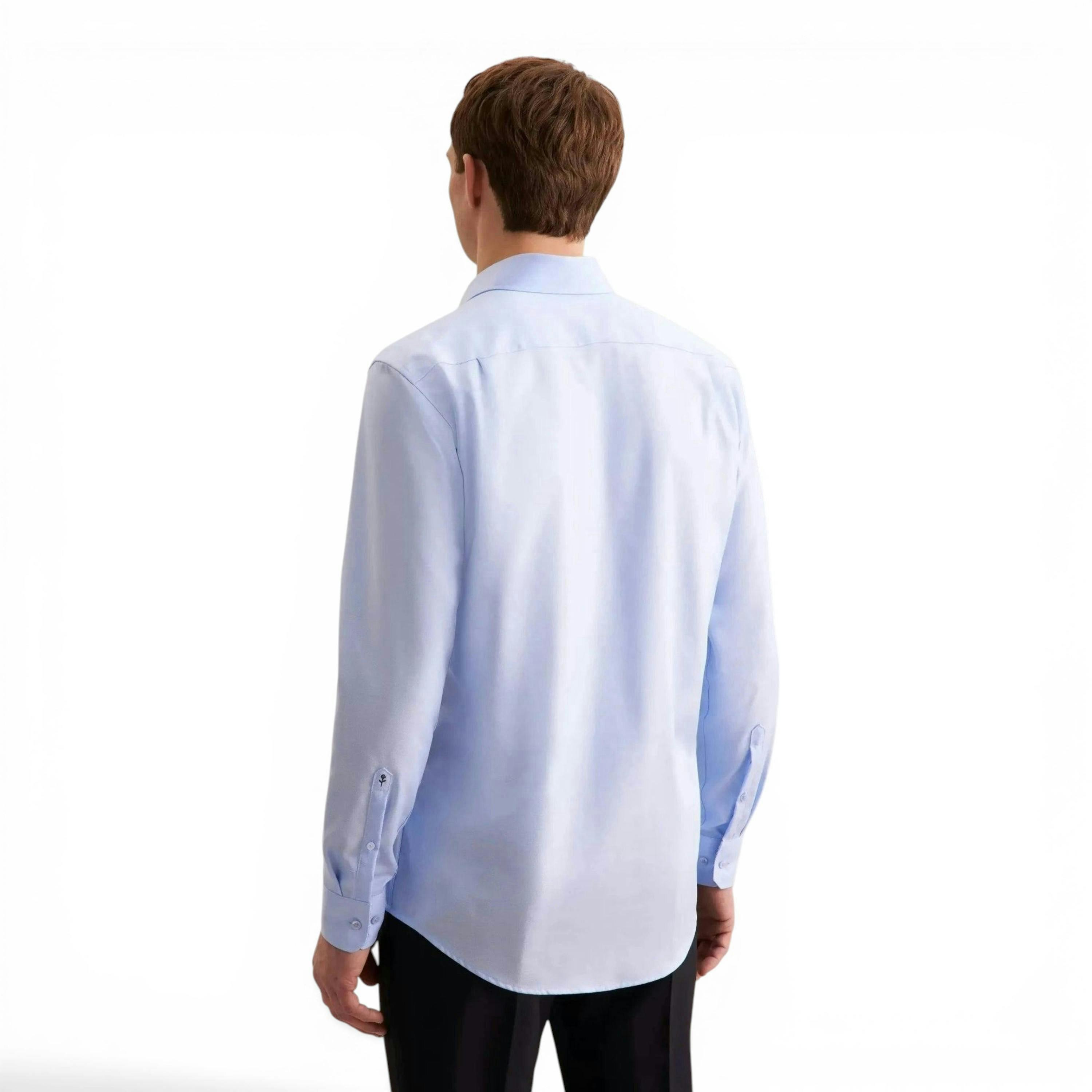 Regular Fit No Iron Business Kent Contrast Patch Business Shirt Light Blue , view 2 of 6