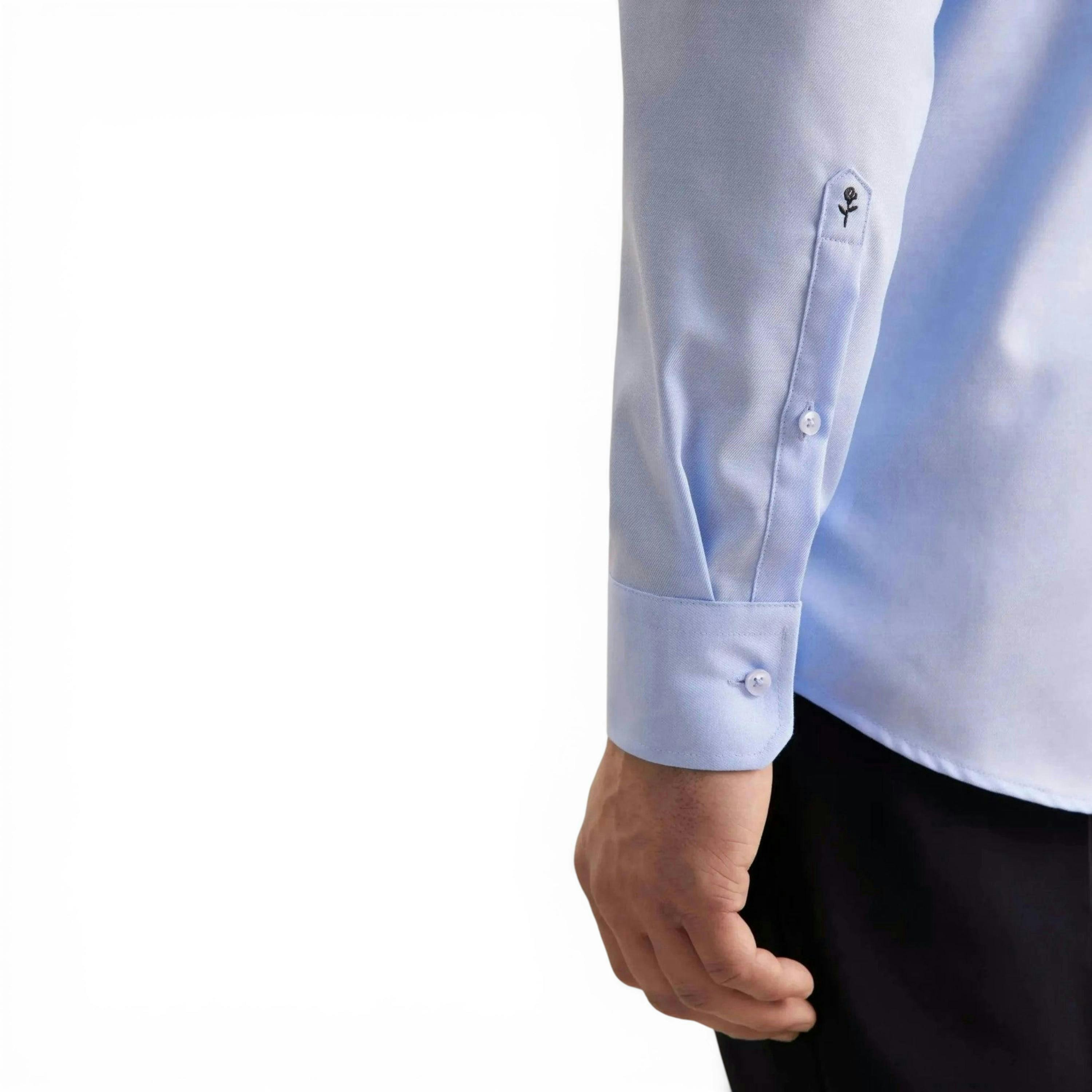 Regular Fit No Iron Business Kent Contrast Patch Business Shirt Light Blue , view 4 of 6