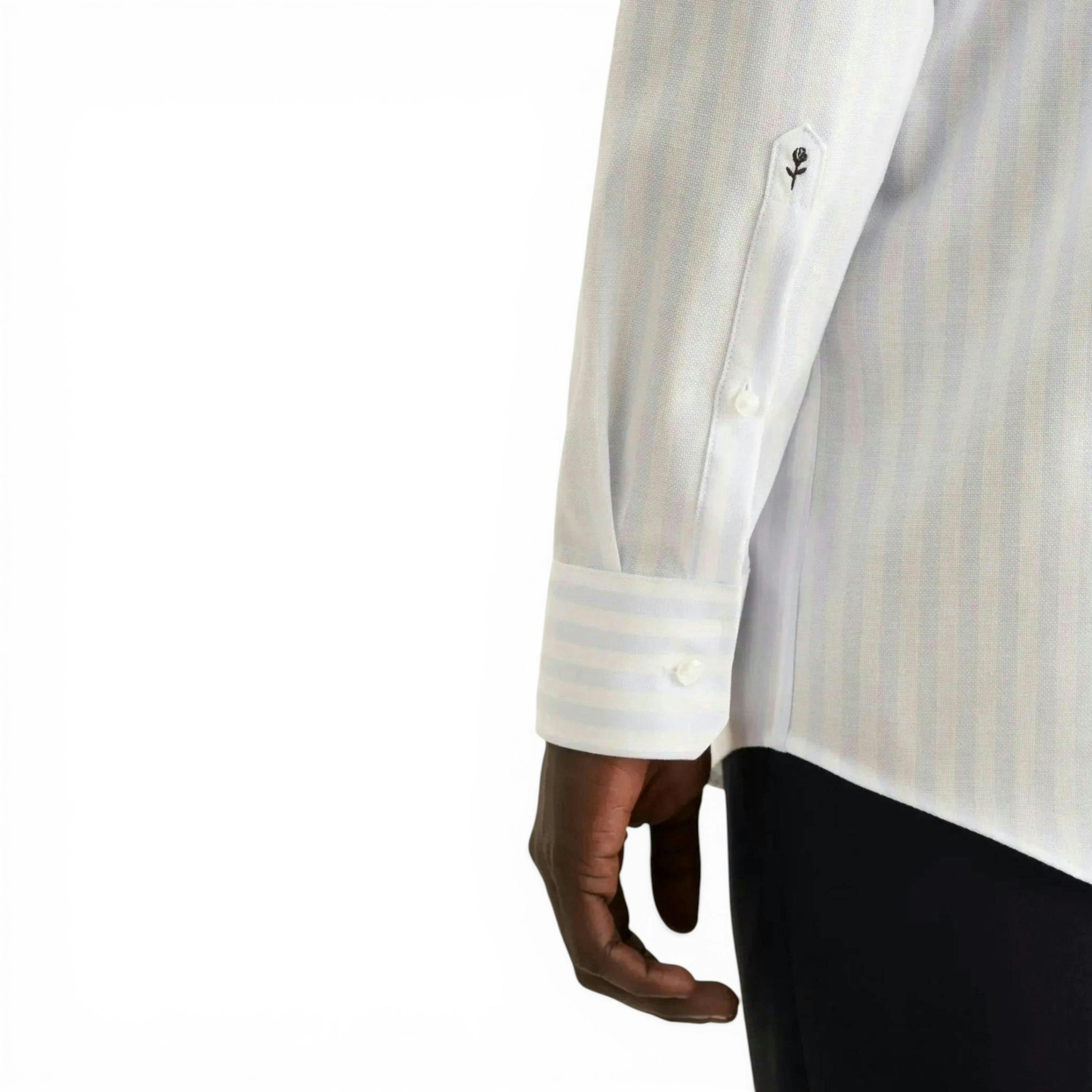 Regular Fit No Iron Spread Kent Structured Stripe Business Shirt Light Blue , view 4 of 6