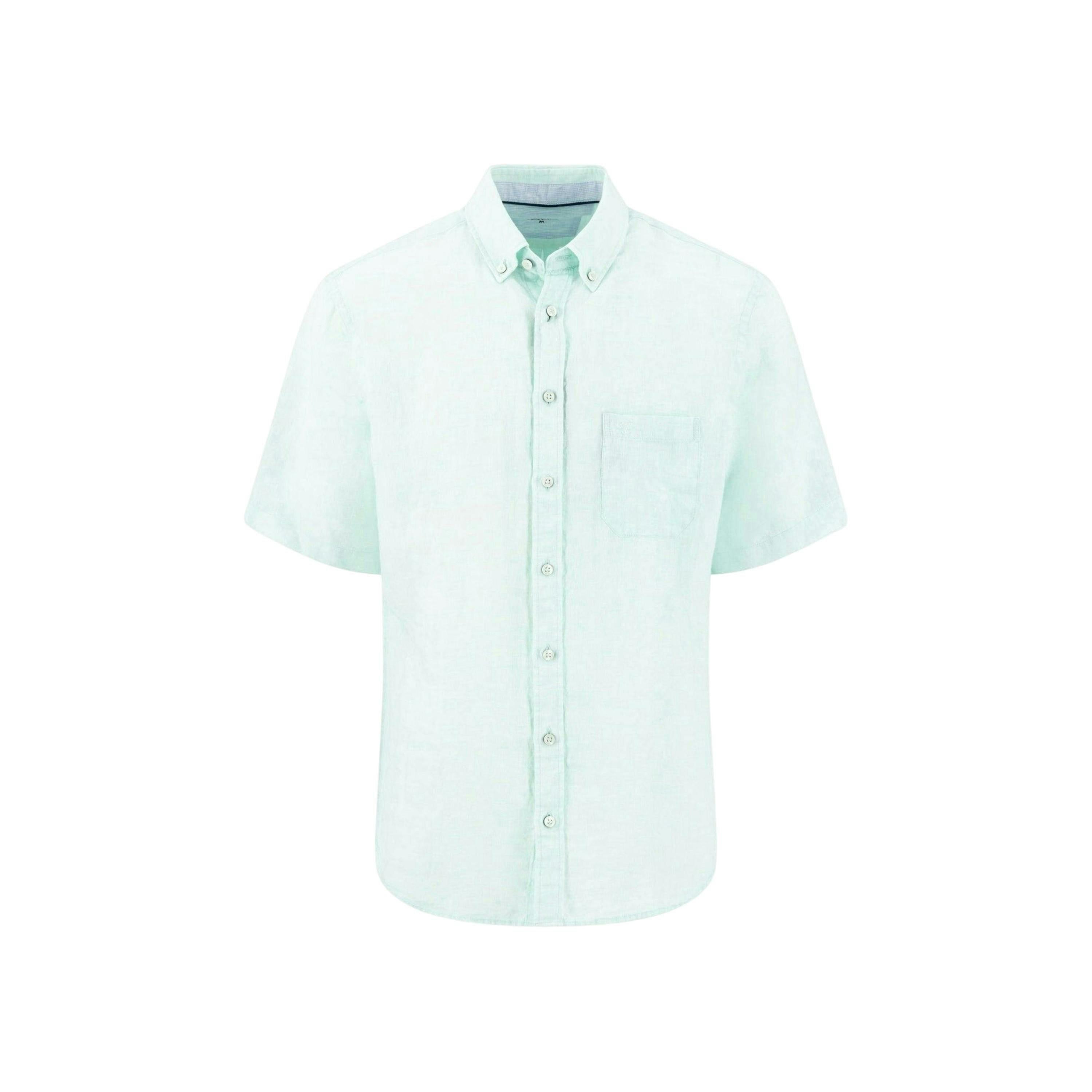 Premium Linen Button Down Short Sleeved Shirt Mint , view 1 of 3