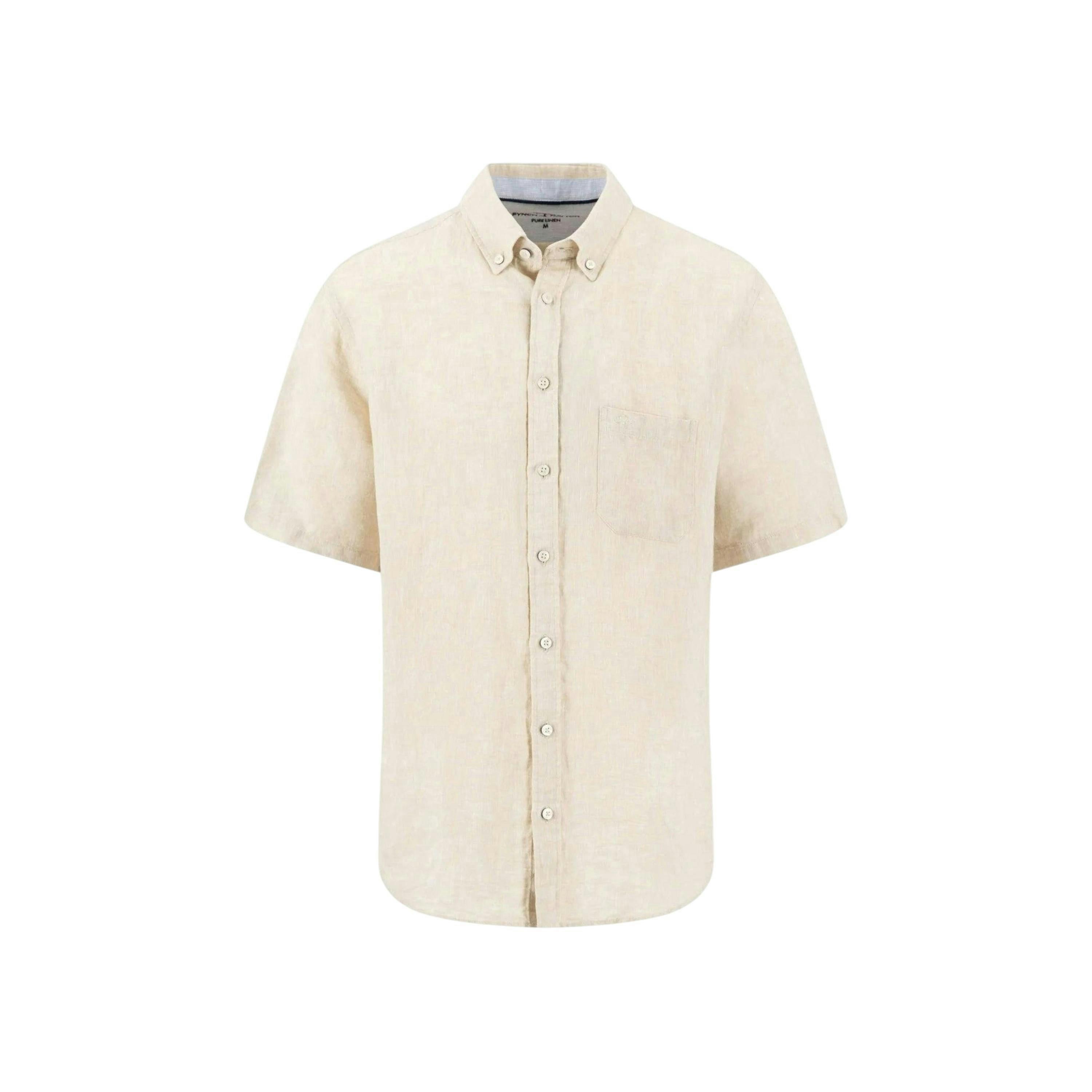 Premium Linen Button Down Short Sleeved Shirt Sand , view 1 of 5