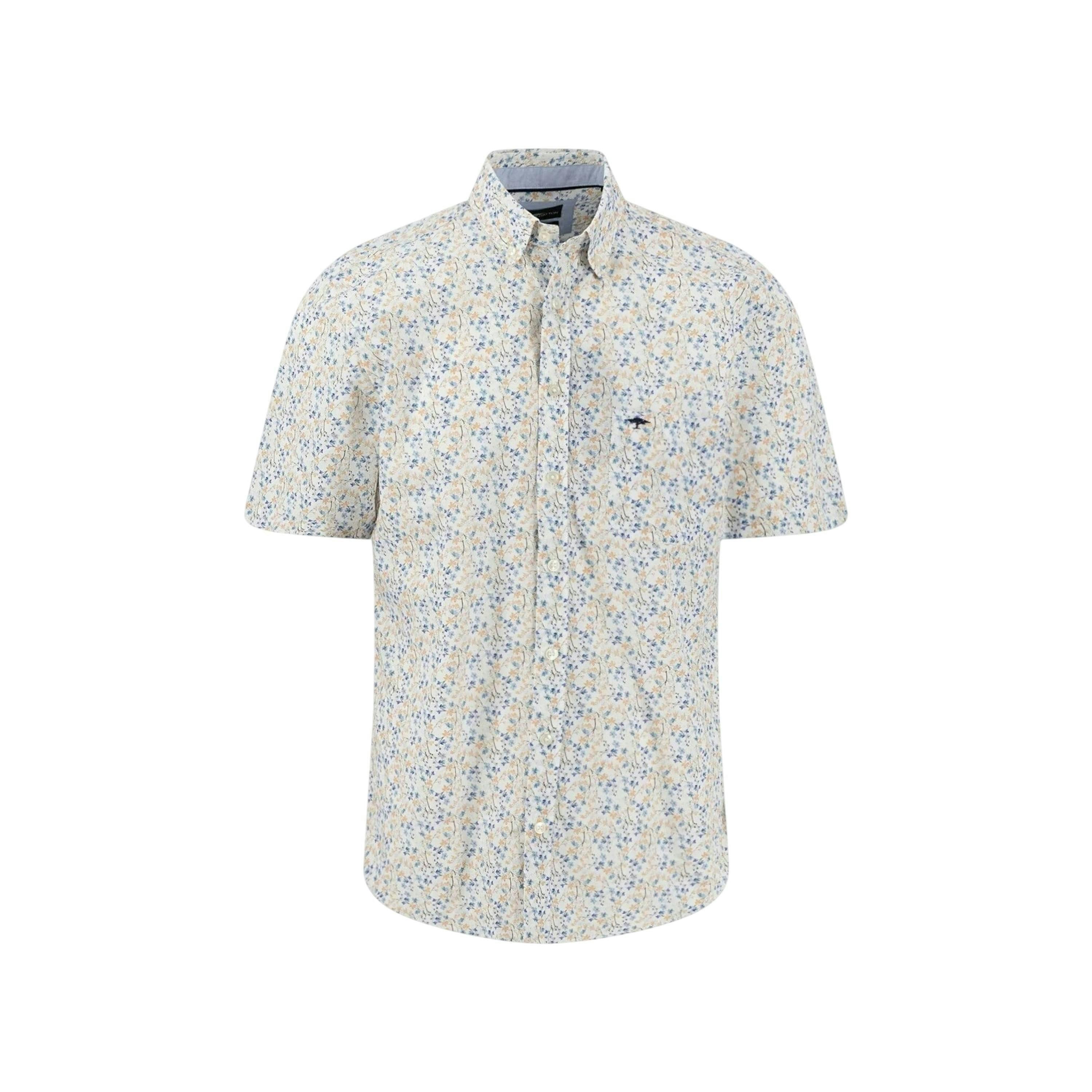 Summer Flower Print Short Sleeved Shirt Tangerine , view 1 of 5