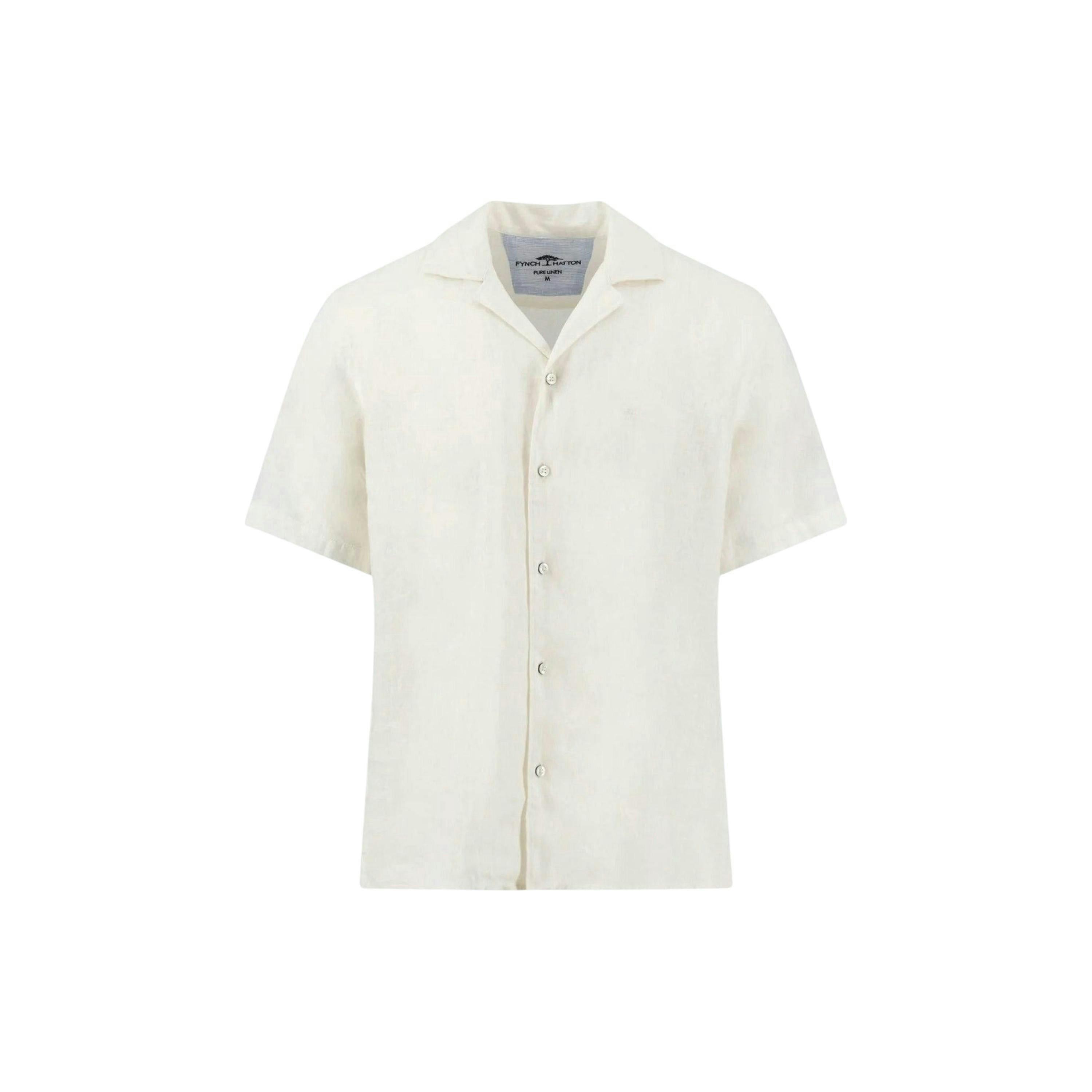 Pure Linen Lapel Collar Short Sleeved Shirt White , view 1 of 2