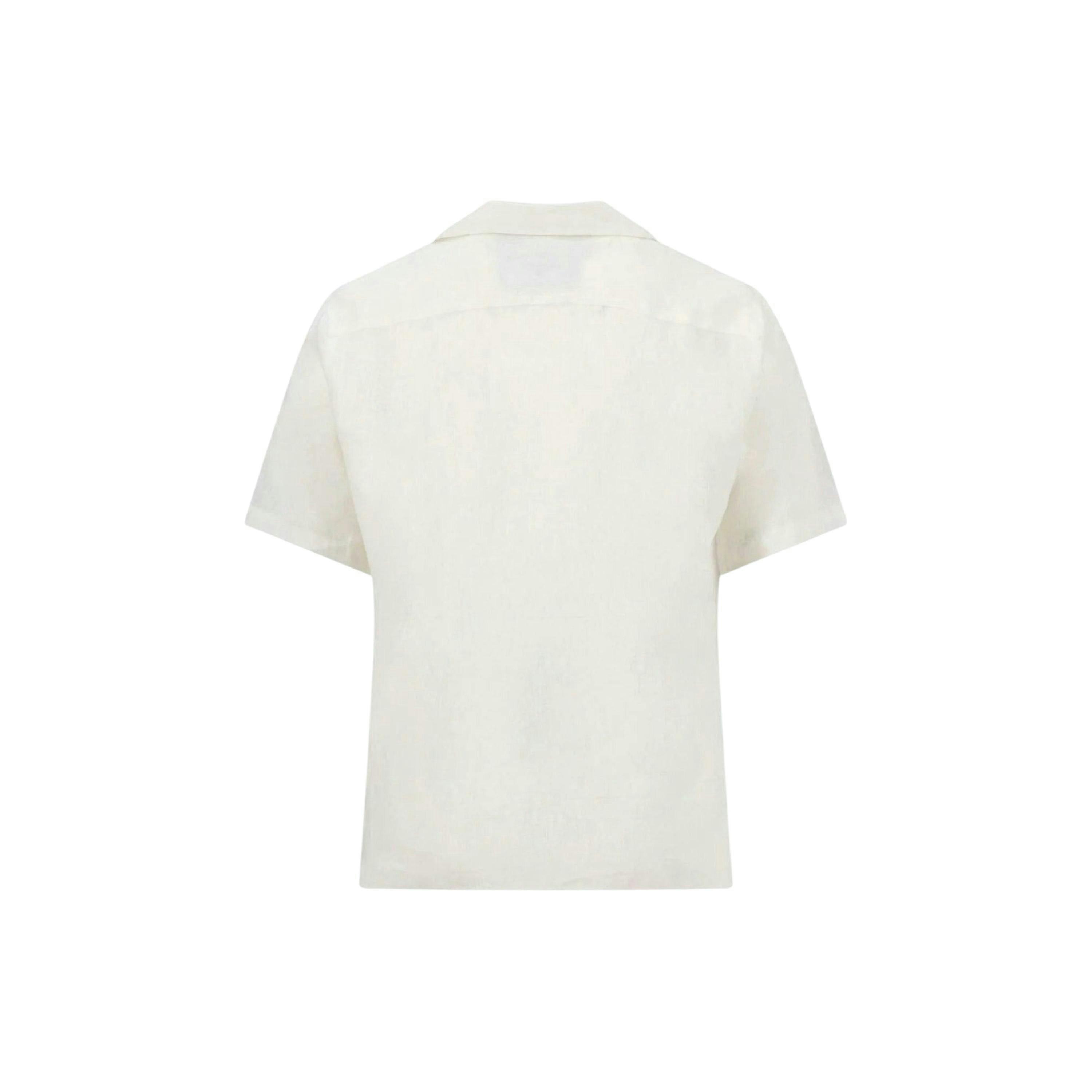 Pure Linen Lapel Collar Short Sleeved Shirt White , view 2 of 2