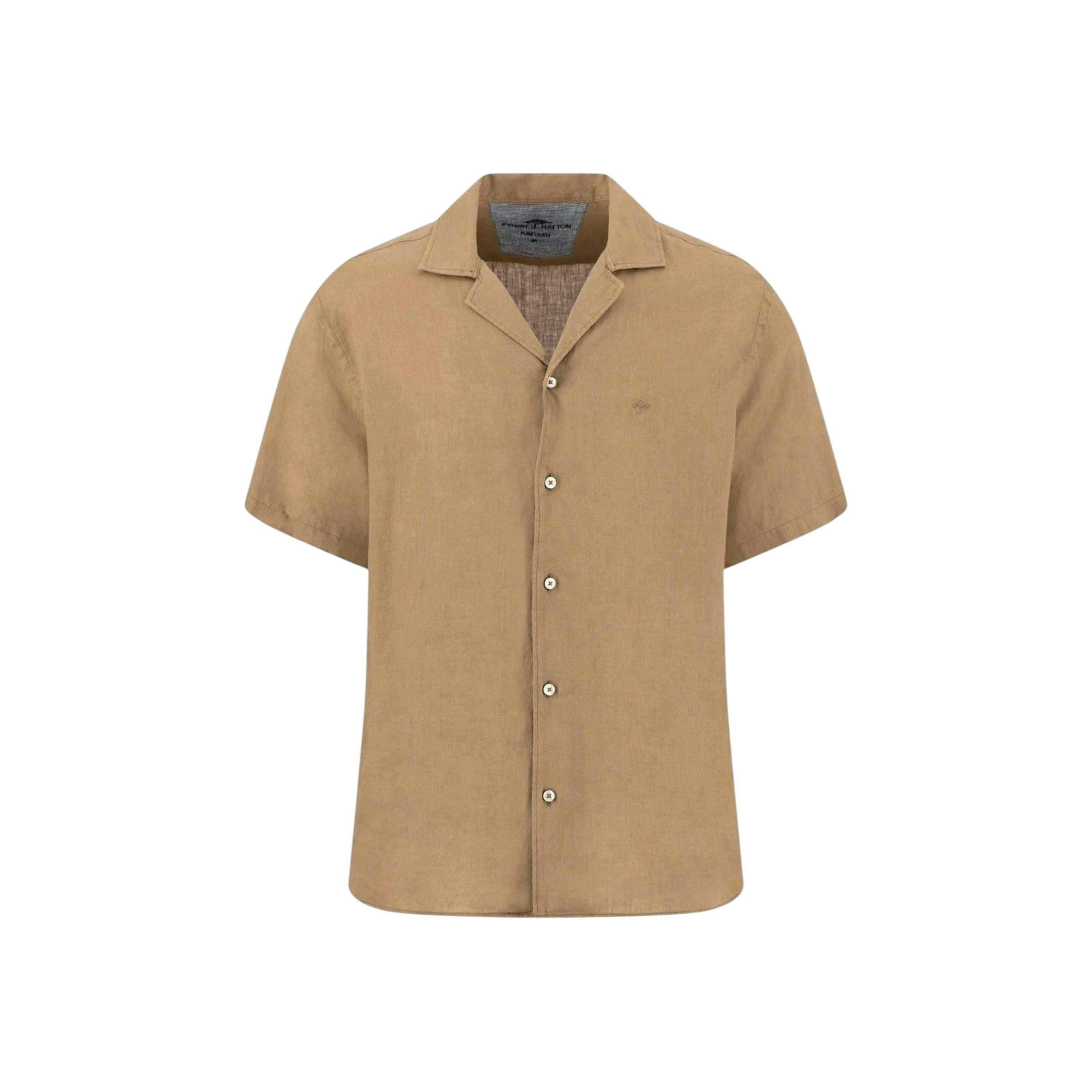 Pure Linen Lapel Collar Short Sleeved Shirt Elephant Grey , view 1 of 2