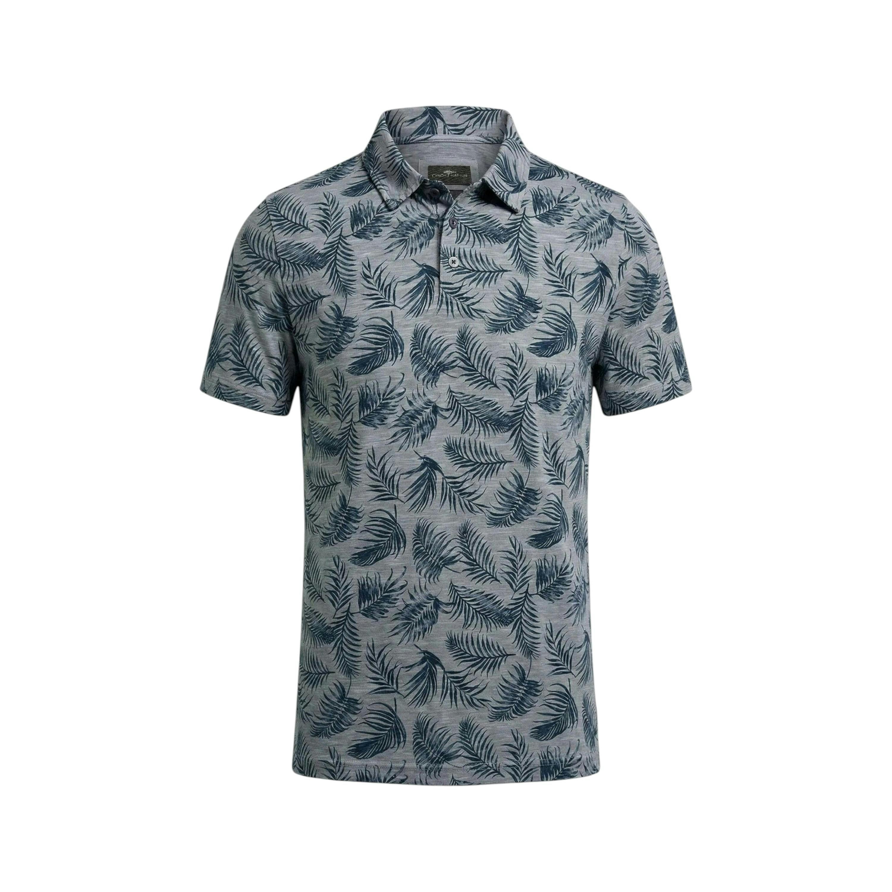 Overdyed Palm Print Polo Shirt Midnight , view 1 of 2