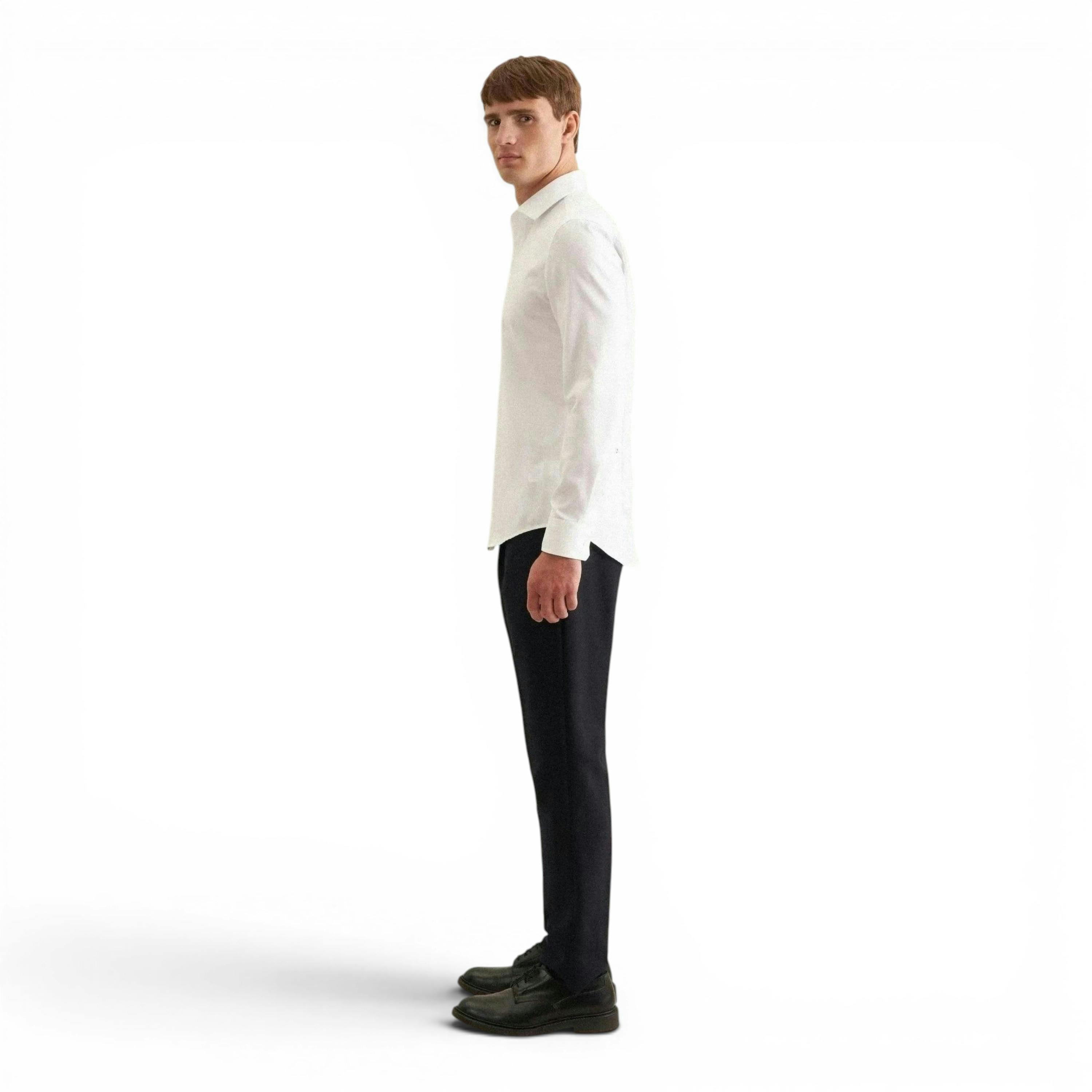 Seidensticker Shaped Fit Easy Iron Kent Collar Business Shirt White , view 5 of 6