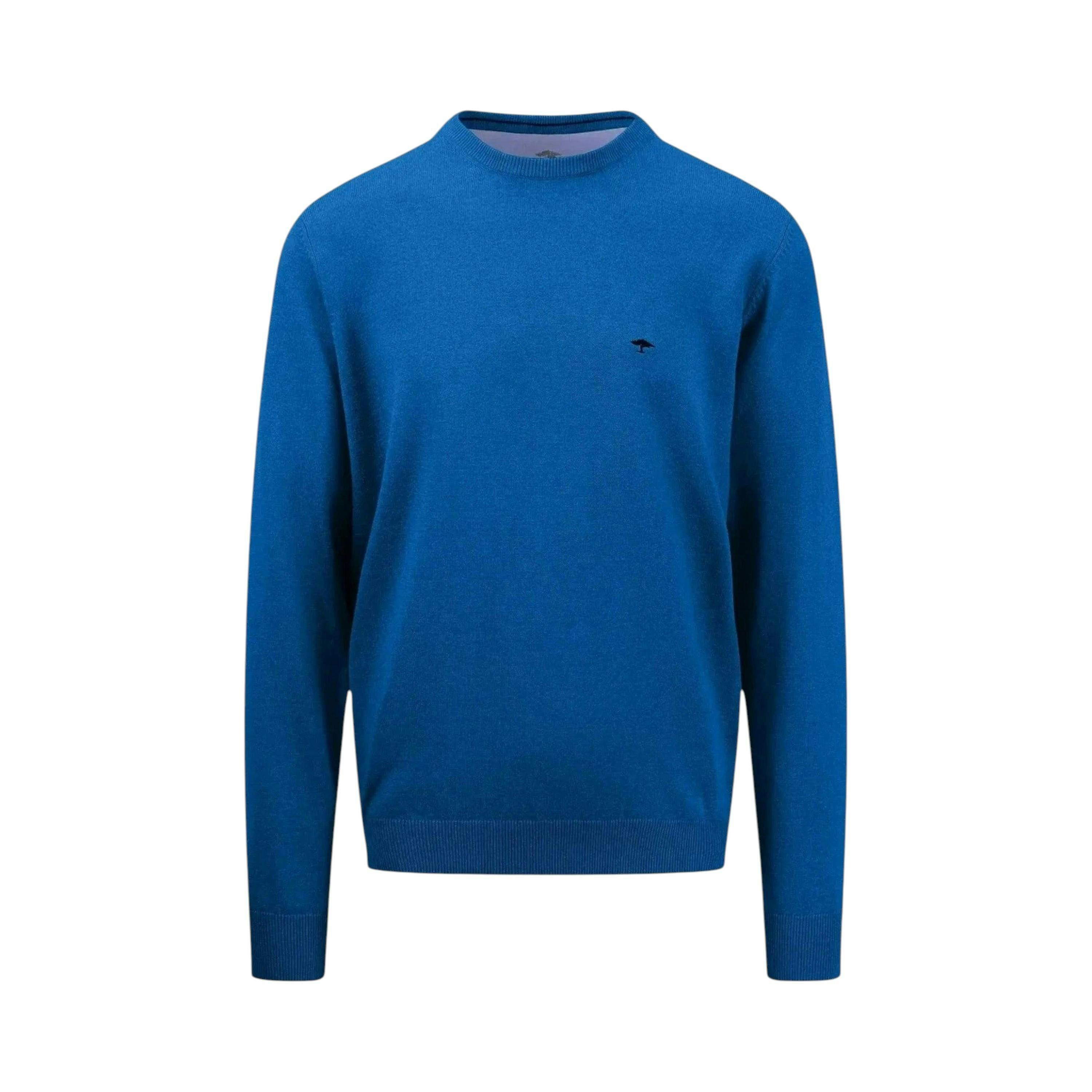 Superfine Cotton Crewneck Knit Strong Blue , view 1 of 2